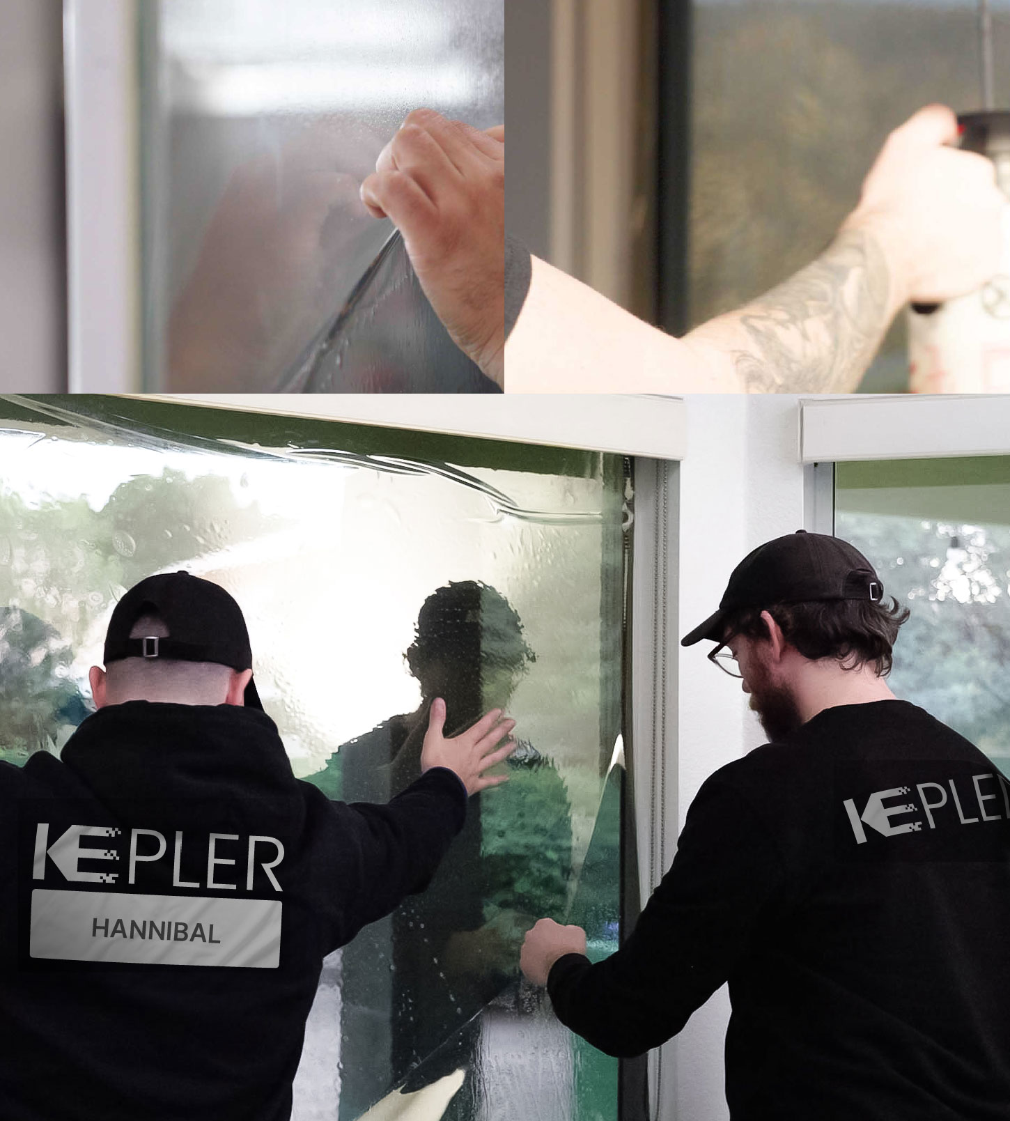 Expert Technician Fitting Advanced Window Tint to Home in Hannibal