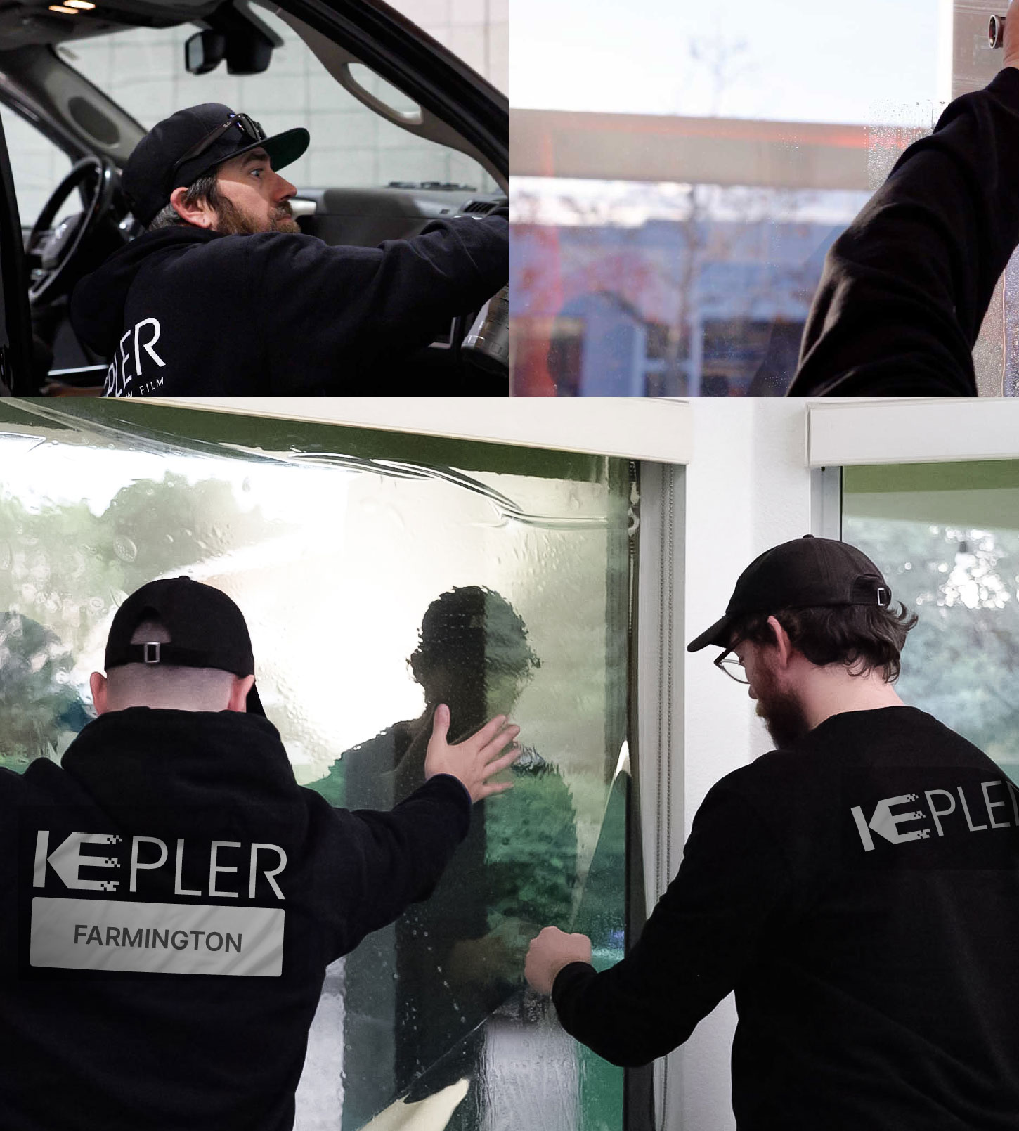 Expert Technician Fitting Ceramic Window Tint to Home in Farmington
