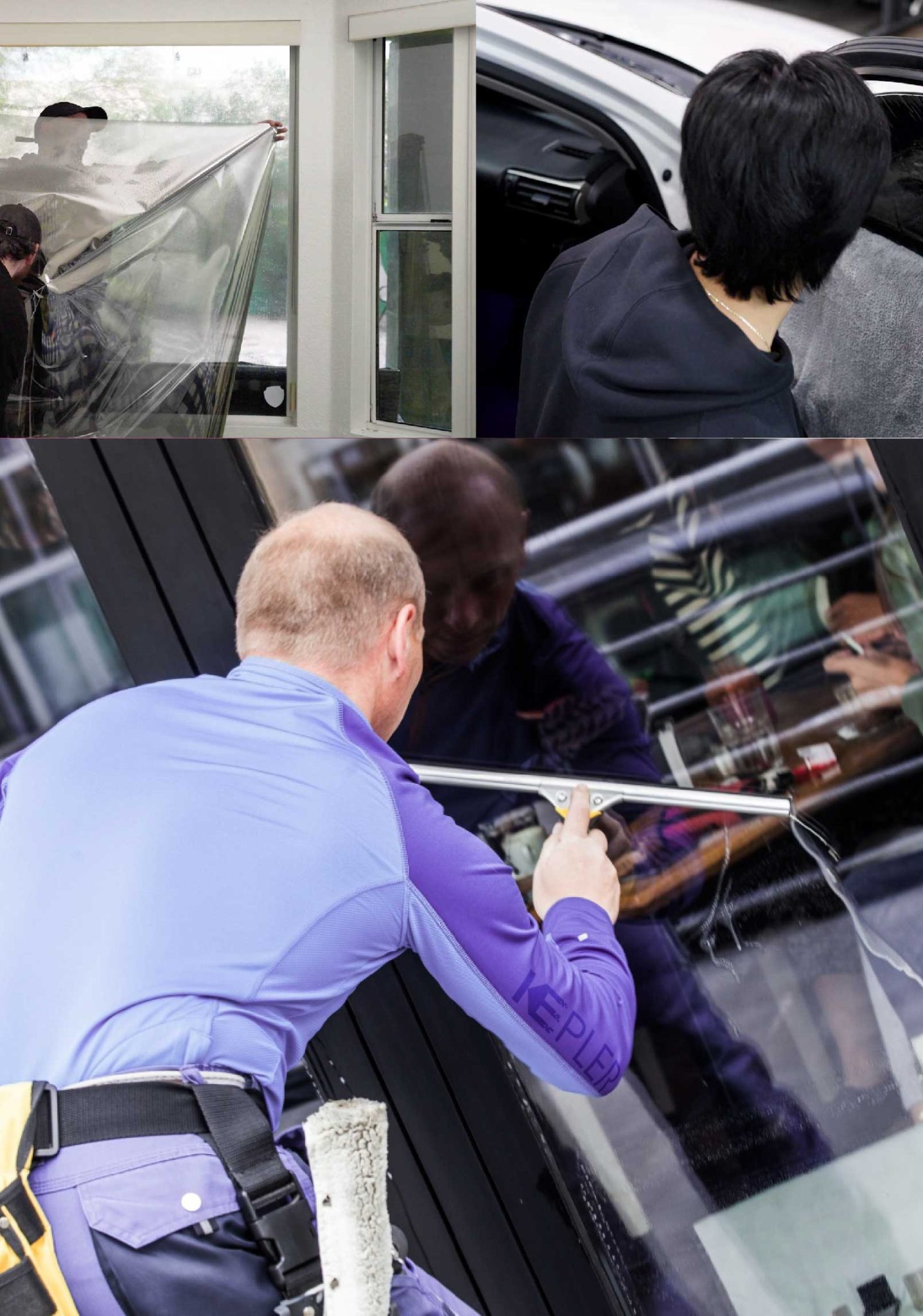 Kepler Professional Applying Anti-Graffiti Window Film to a Chula Vista Shop Front