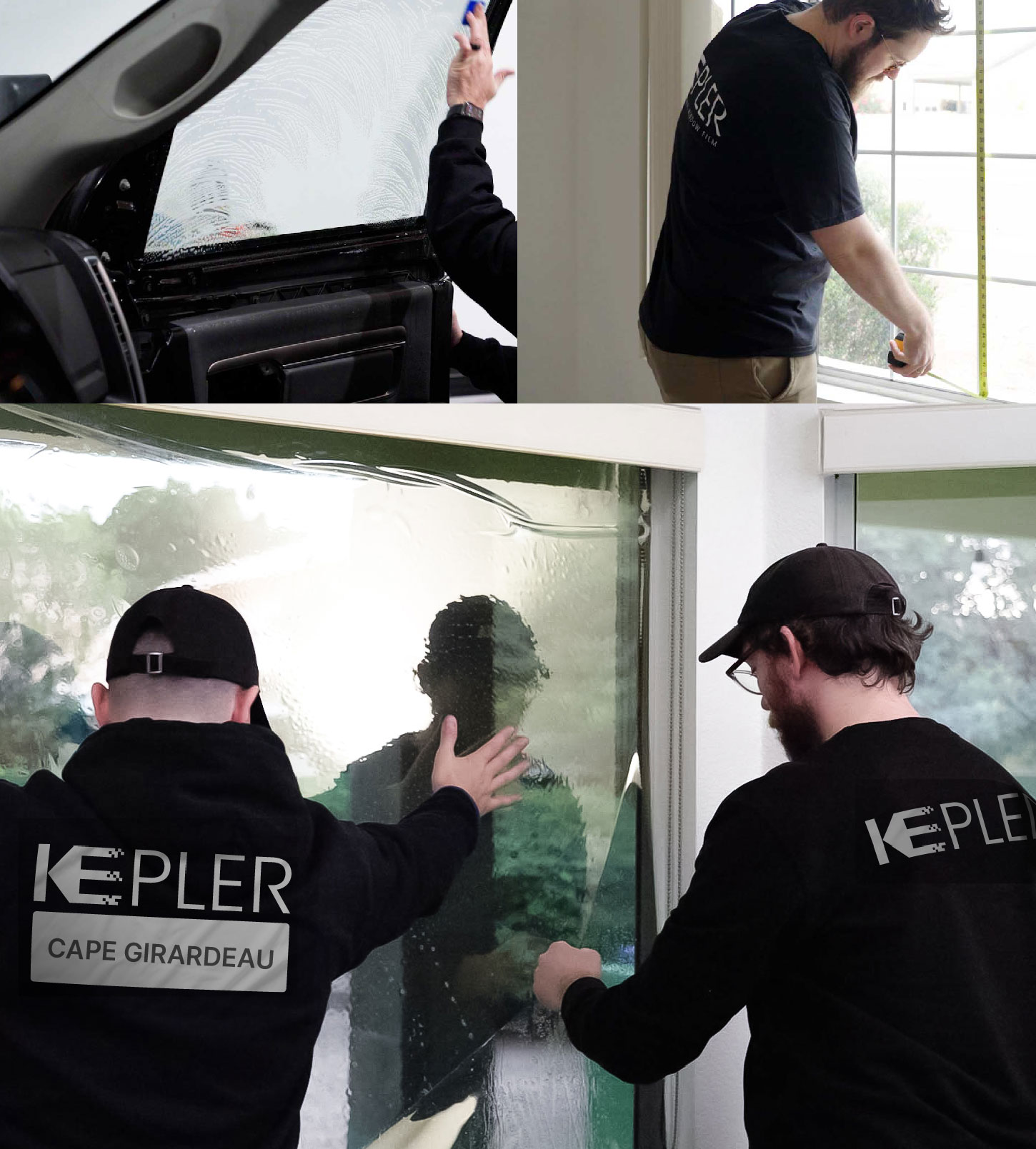 Kepler Technician Installing Advanced Window Tint to Home in Cape Girardeau