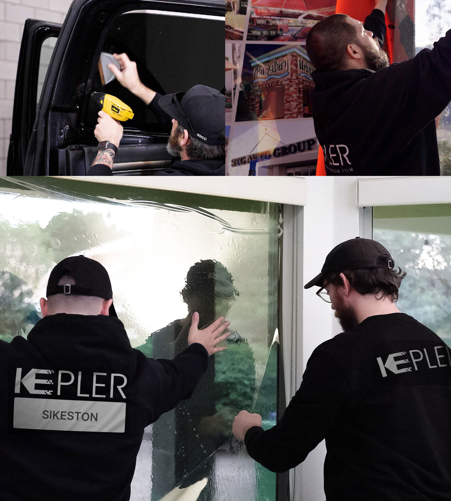Kepler Technician Installing Ceramic Window Tint to Home in Sikeston