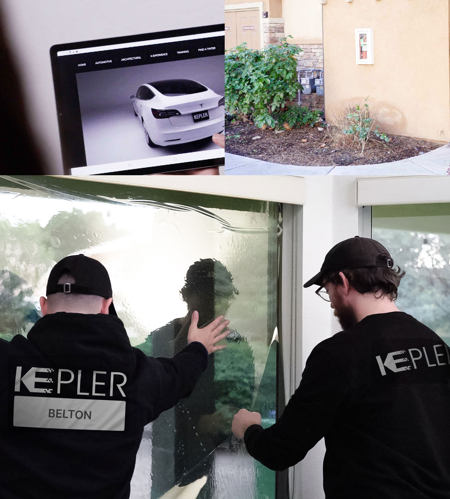 Kepler Technician Installing Advanced Window Tint to Home in Belton