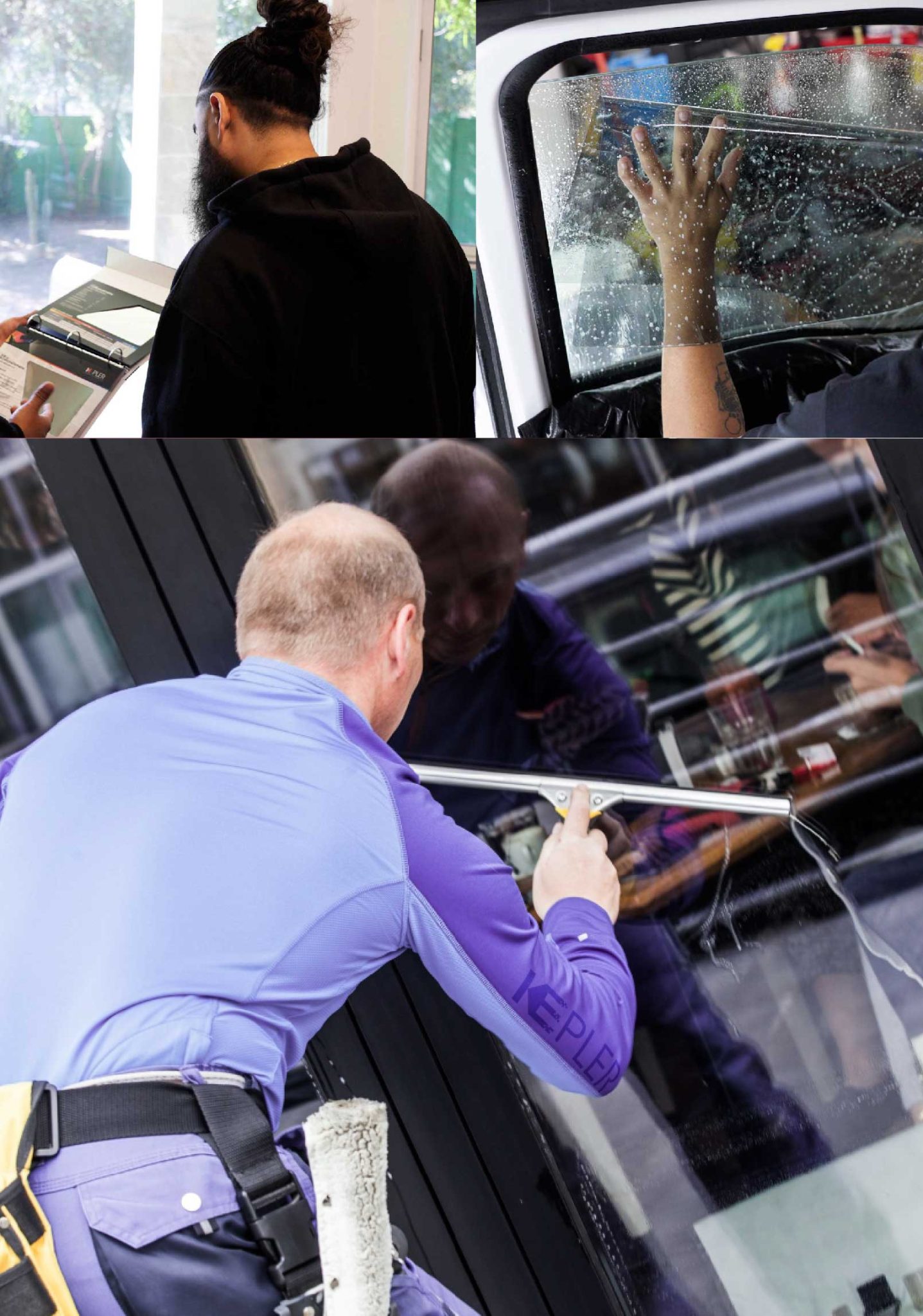 Kepler Professional Applying Anti-Graffiti Window Film to a Spring Valley Shop Front