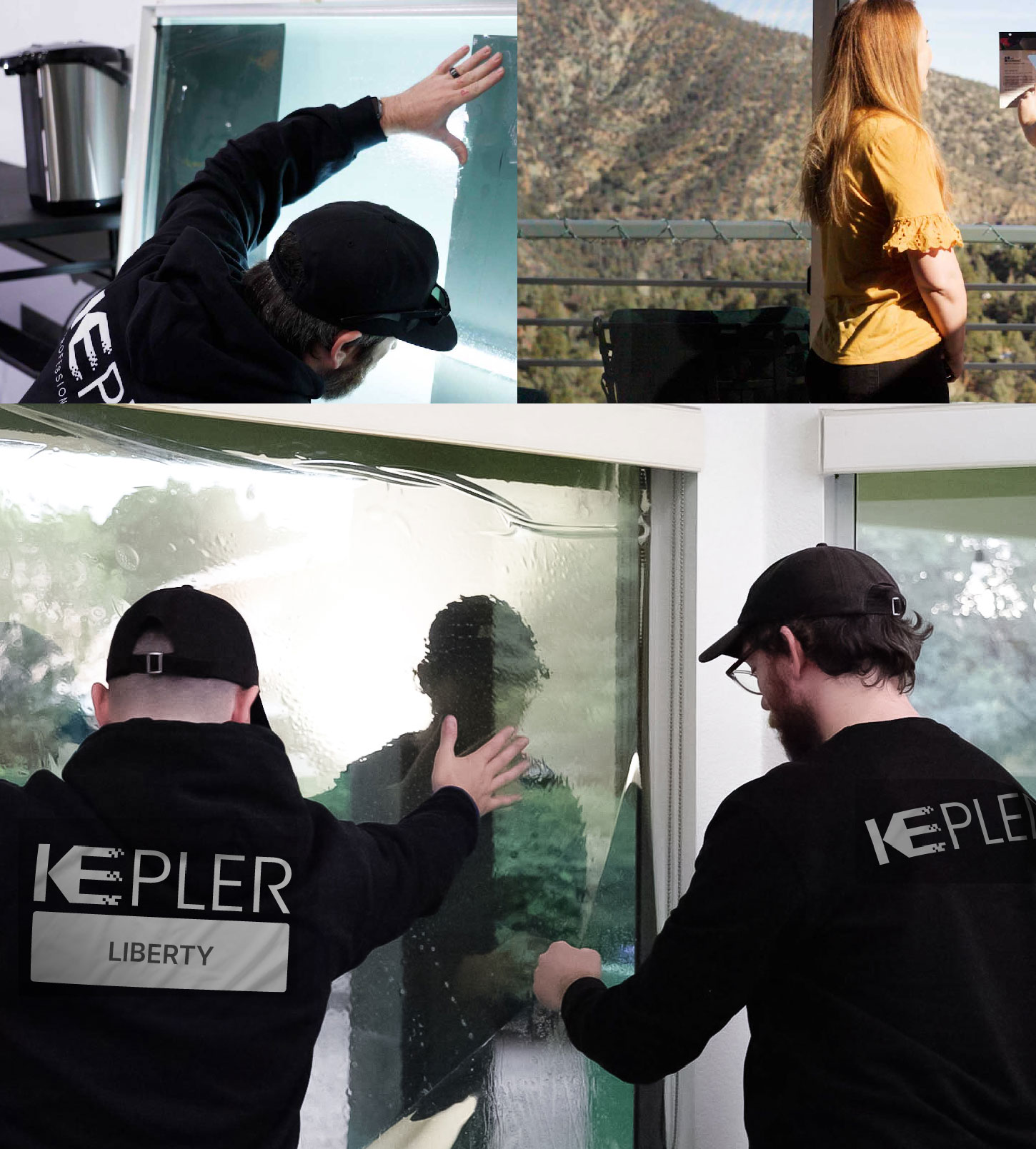Kepler Technician Fitting Advanced Window Tint to Home in Liberty