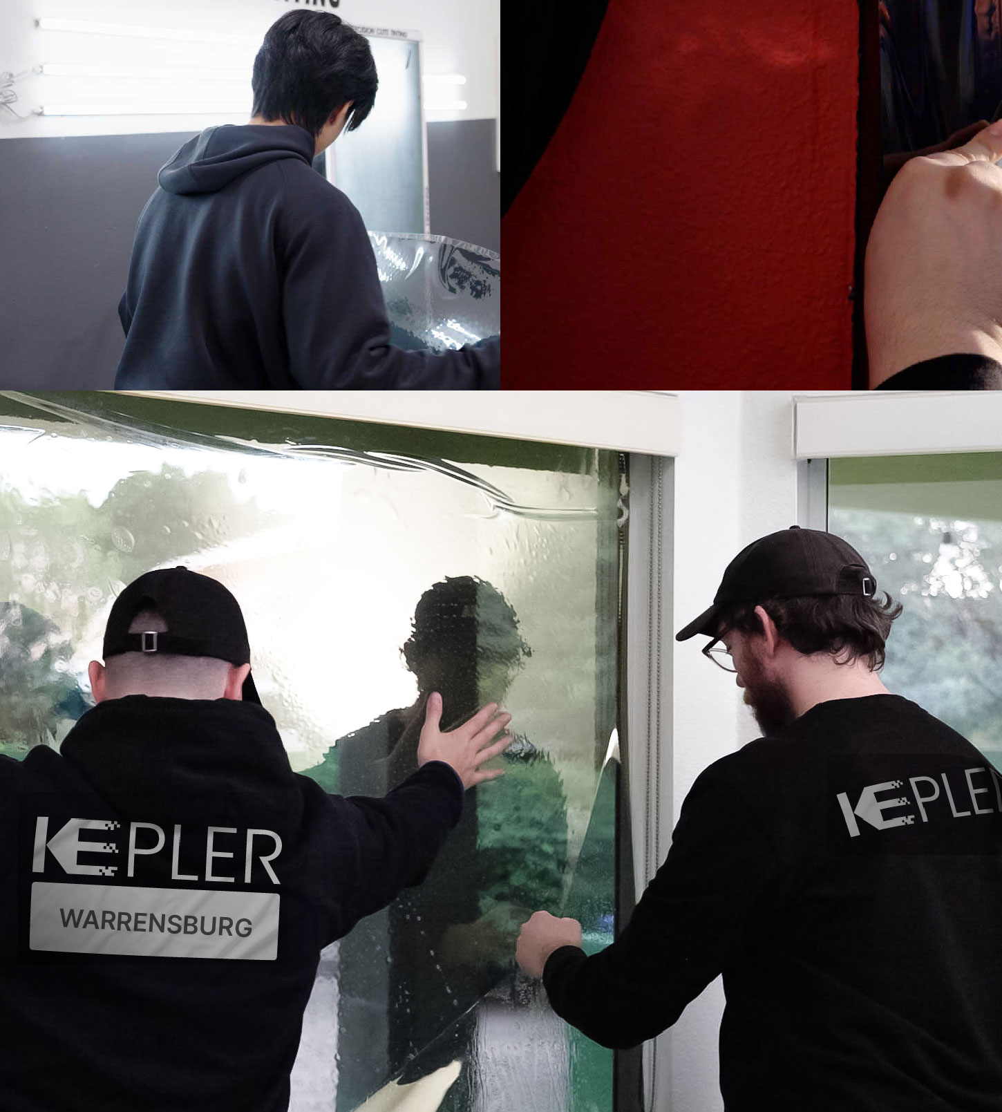 Expert Technician Applying Advanced Window Tint to Home in Warrensburg