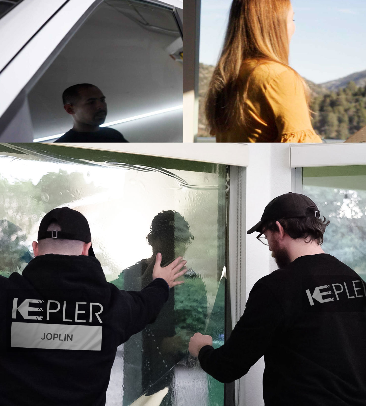 Expert Technician Applying High-tech Window Tint to Home in Joplin
