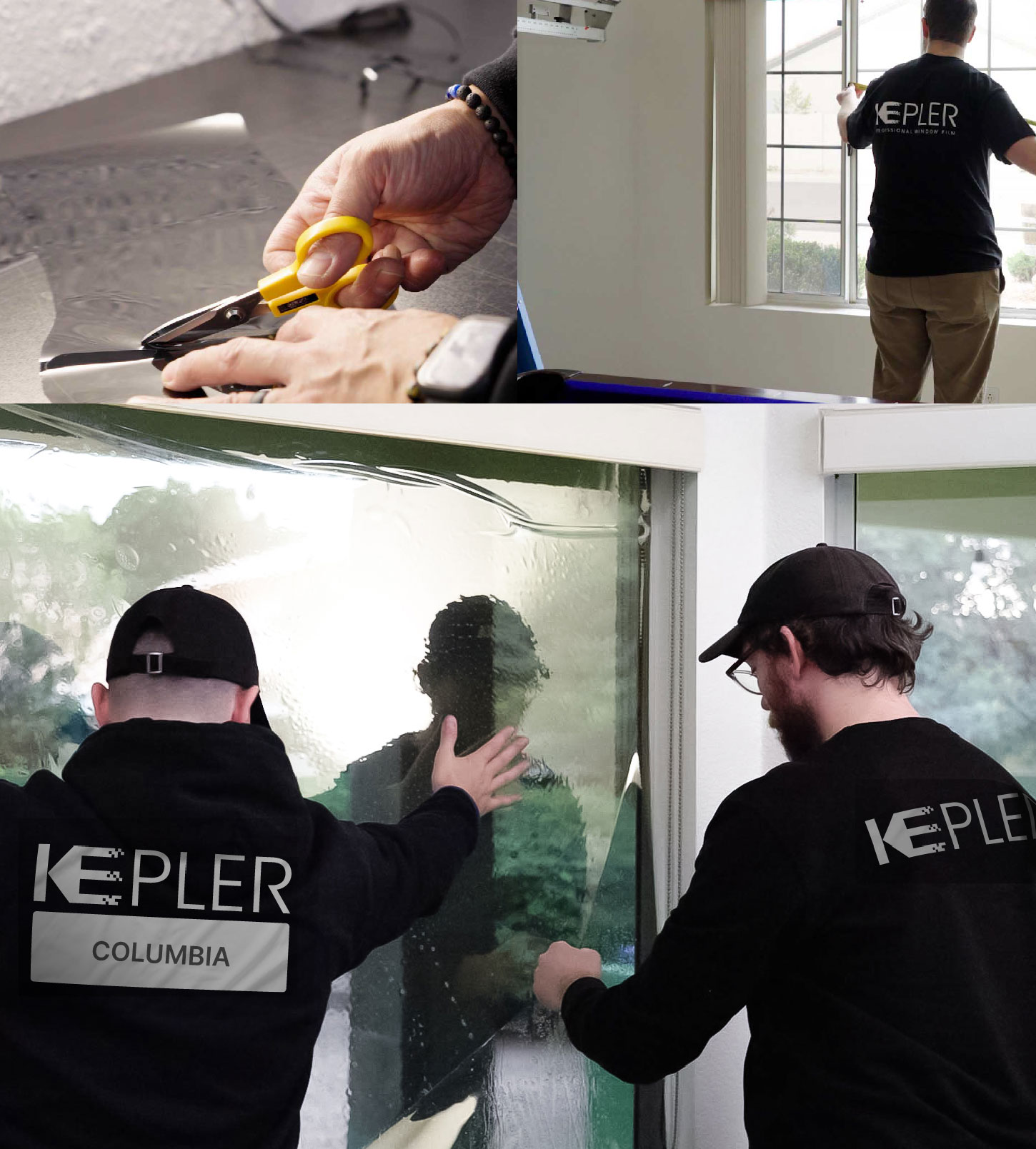 Kepler Technician Applying High-tech Window Tint to Home in Columbia