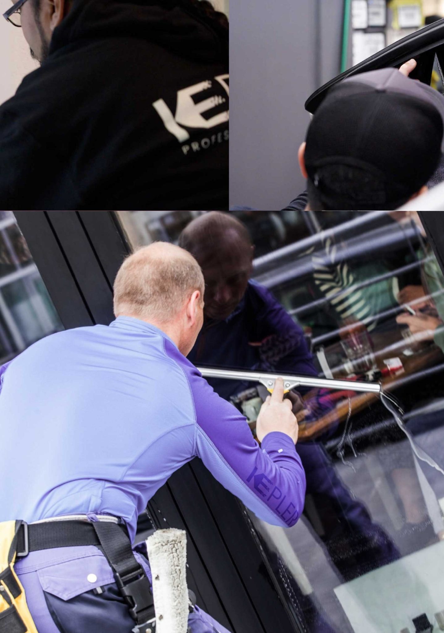 Kepler Skilled Applying Anti-Graffiti Window Film to a Santee Shop Front