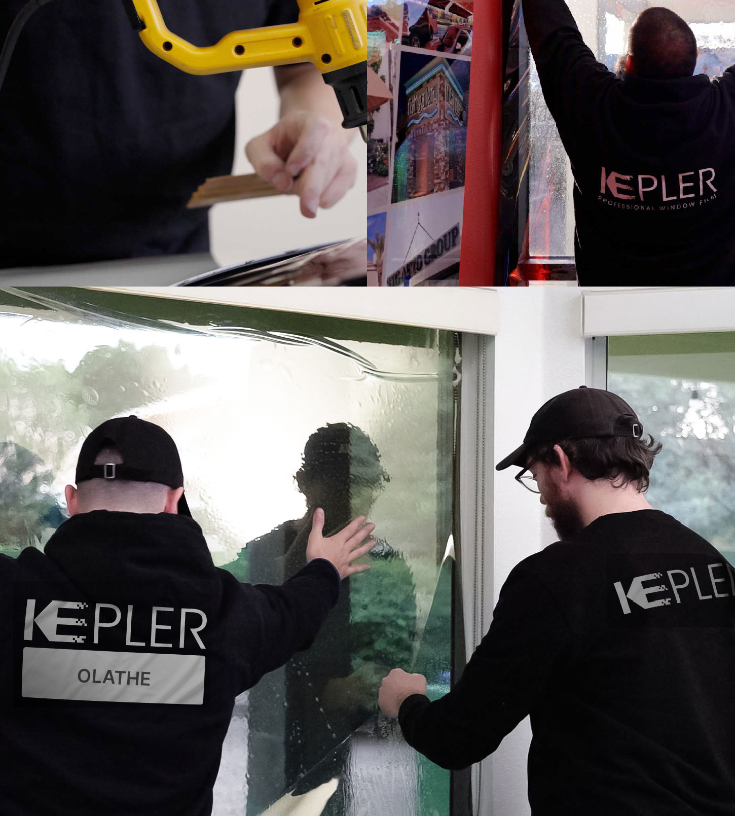 Kepler Technician Fitting Ceramic Window Tint to Home in Olathe