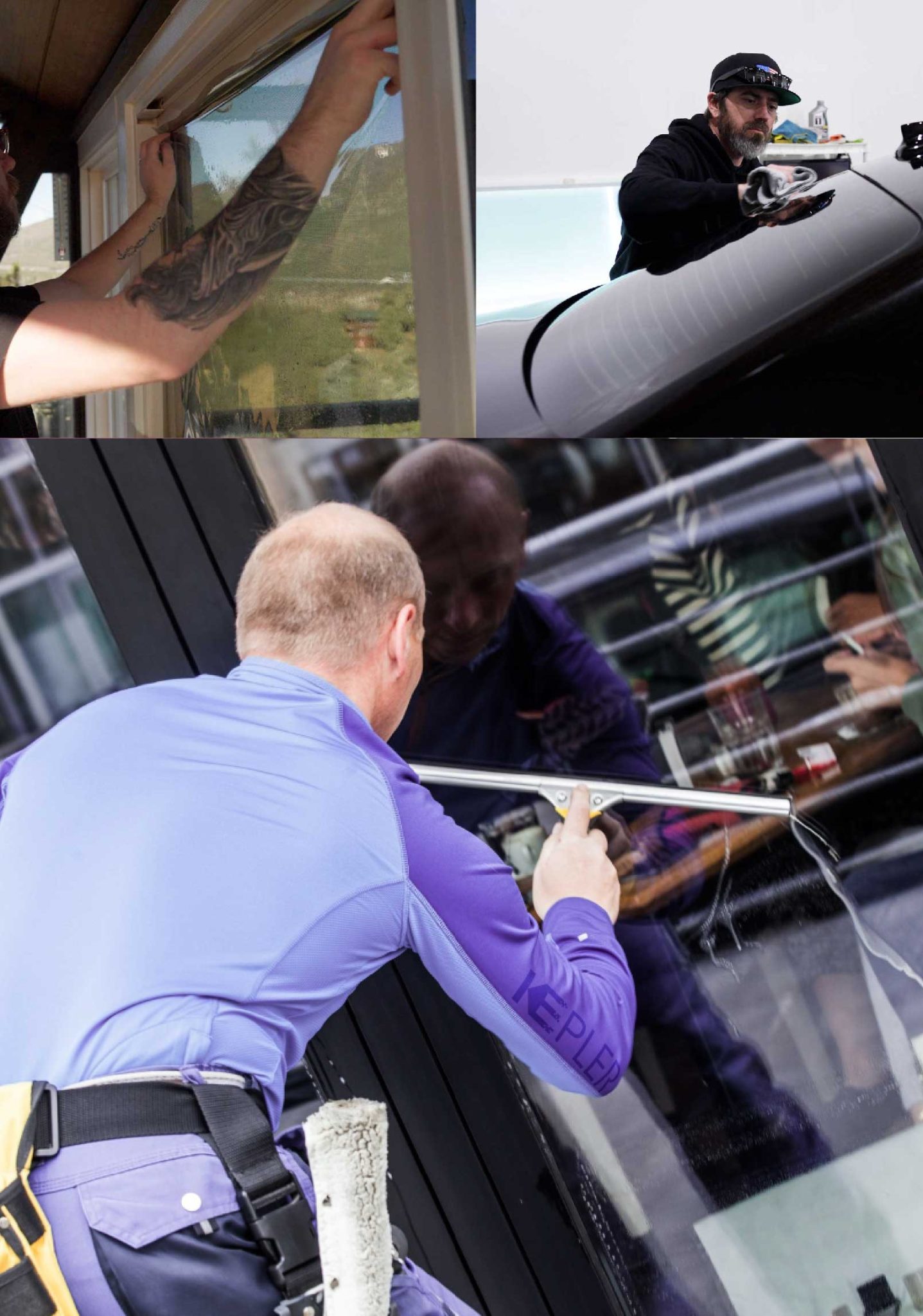 Kepler Skilled Applying Anti-Graffiti Window Film to a Blythe Shop Front
