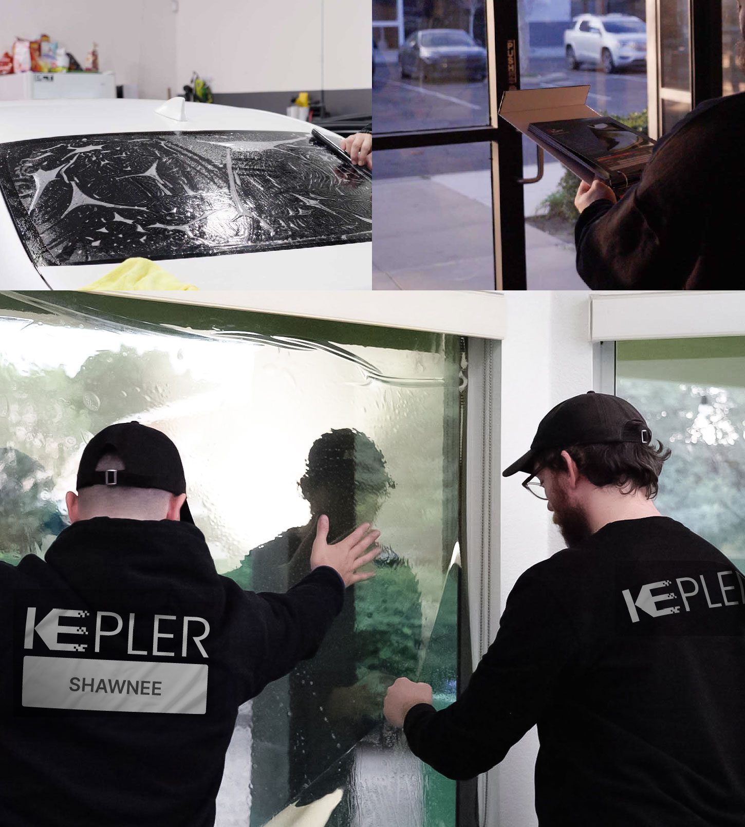 Kepler Technician Applying Advanced Window Tint to Home in Shawnee