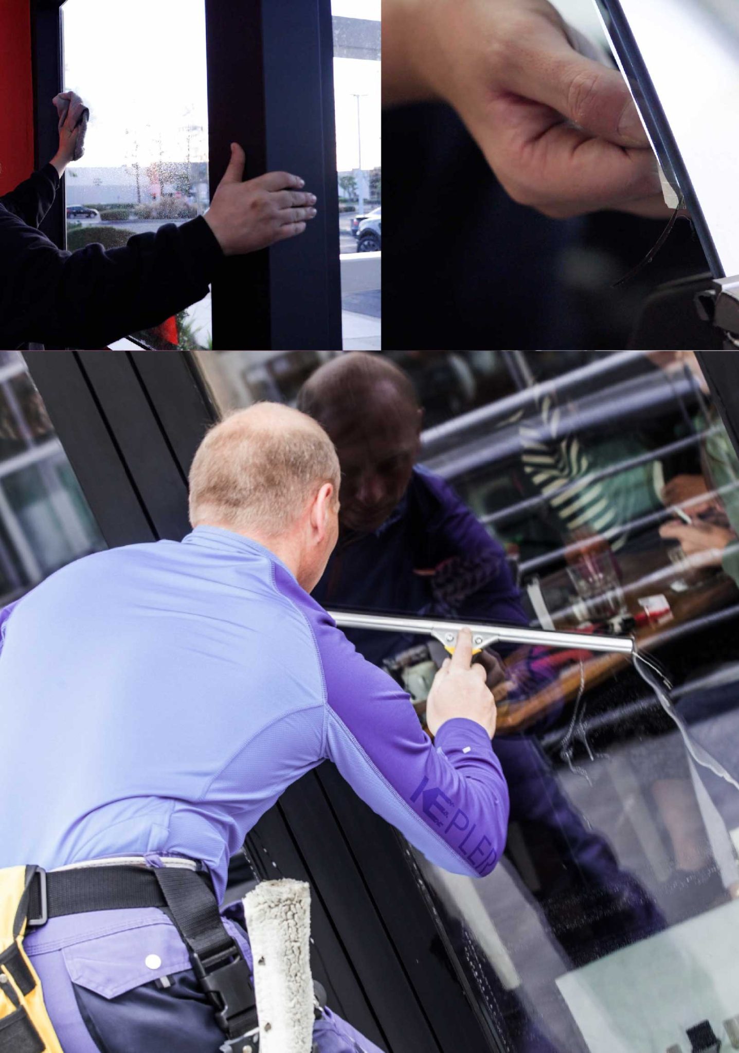 Kepler Skilled Applying Anti-Graffiti Window Film to a Cathedral City Shop Front