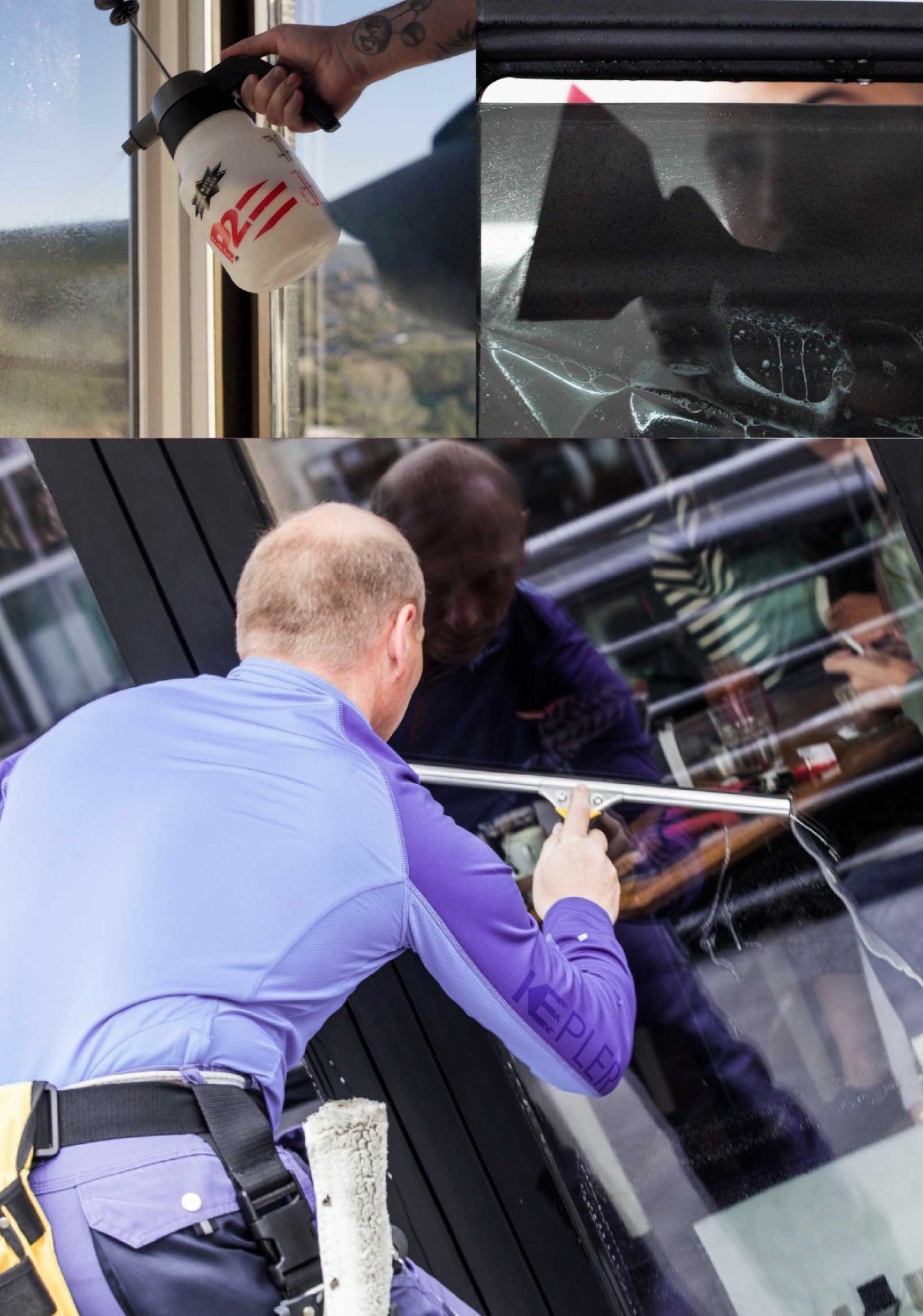 Kepler Skilled Applying Anti-Graffiti Window Film to a Desert Hot Springs Shop Front