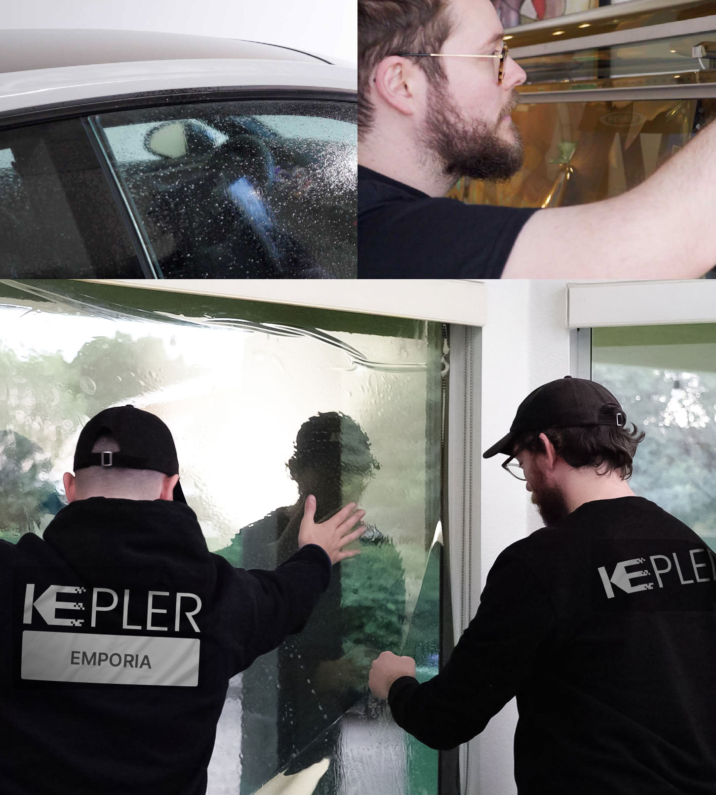 Expert Technician Fitting Advanced Window Tint to Home in Emporia