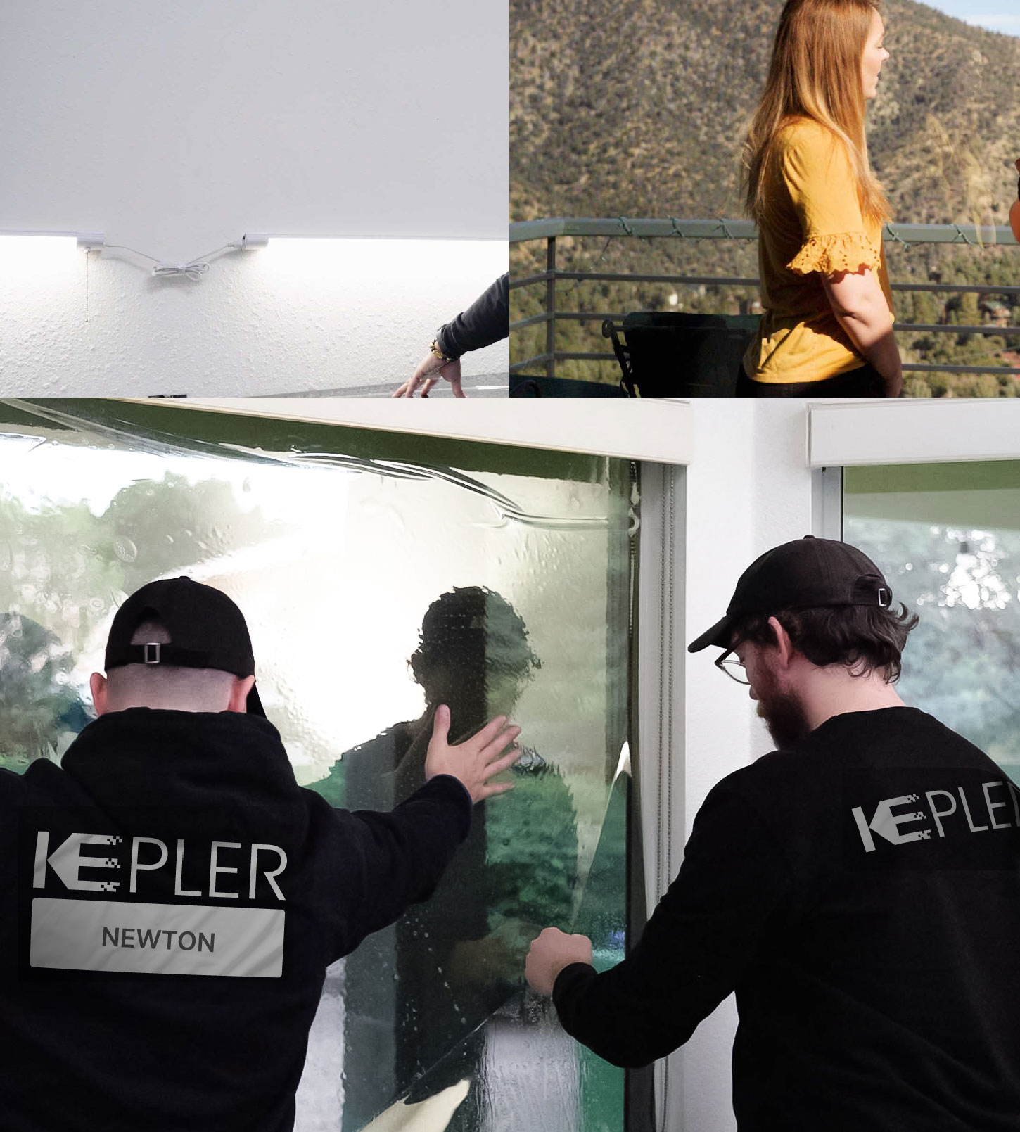 Kepler Technician Installing Advanced Window Tint to Home in Newton