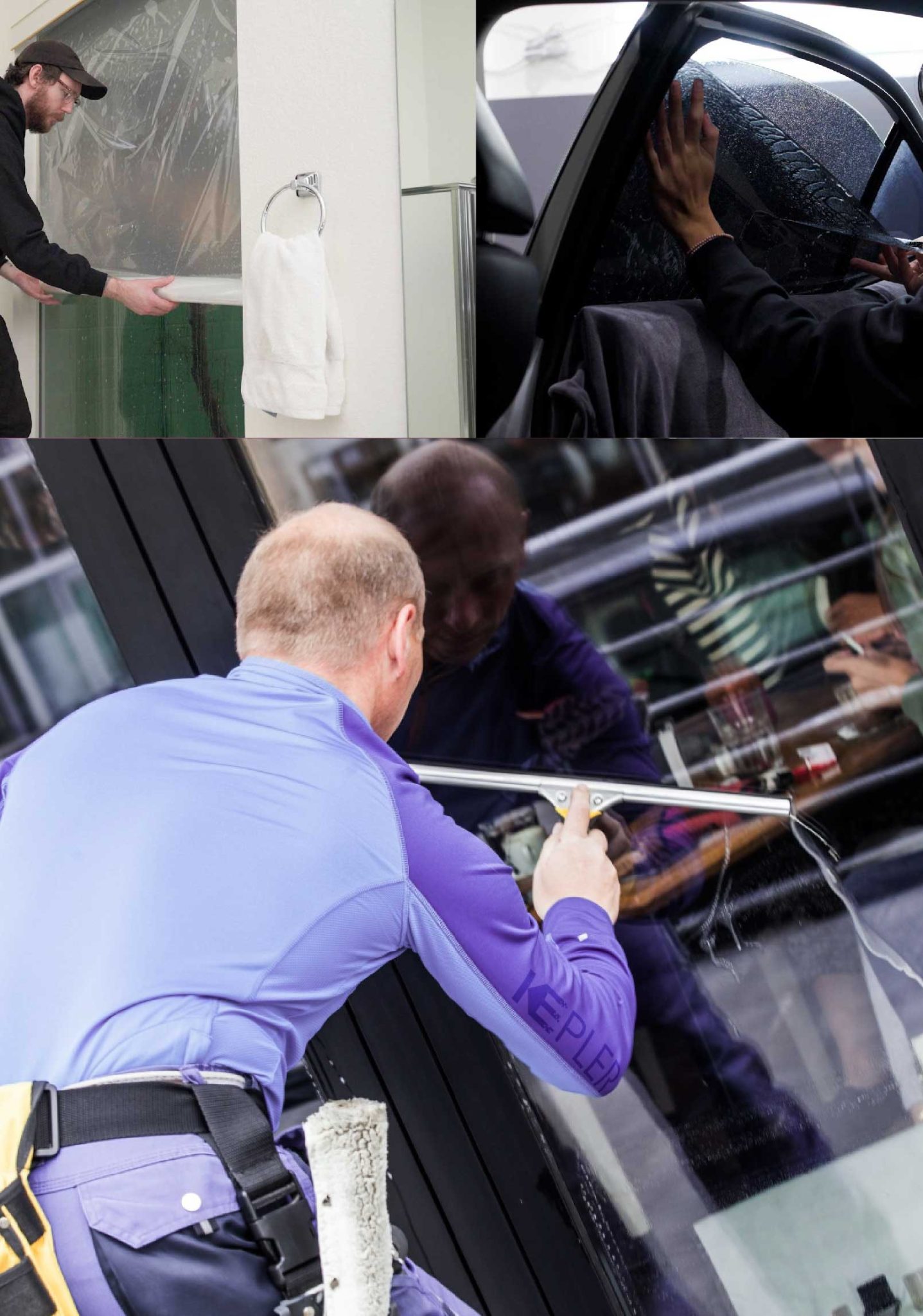 Kepler Expert Applying Anti-Graffiti Window Film to a Bloomington Shop Front