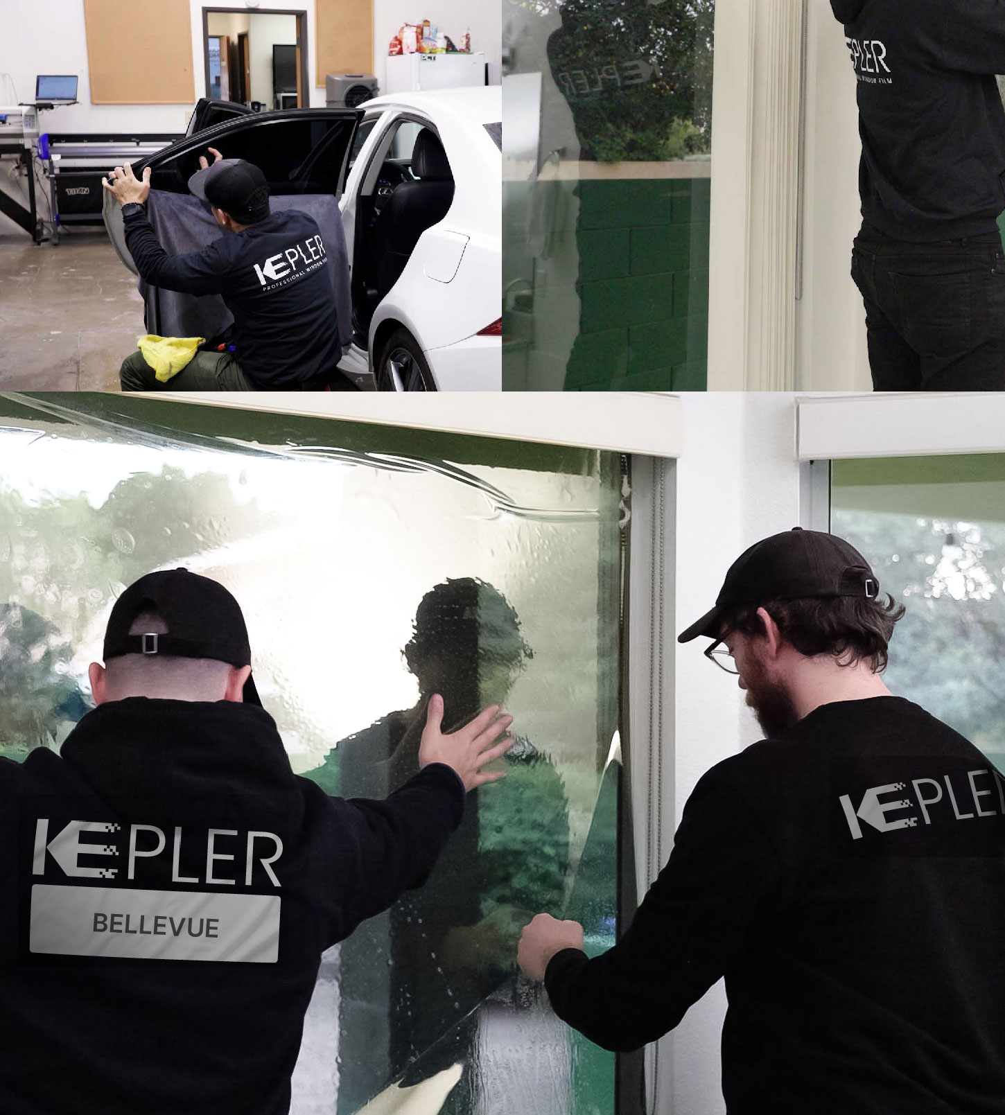 Kepler Technician Fitting High-tech Window Tint to Home in Bellevue