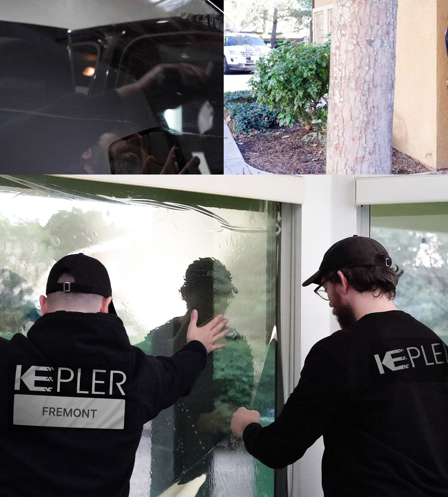 Expert Technician Installing Ceramic Window Tint to Home in Fremont