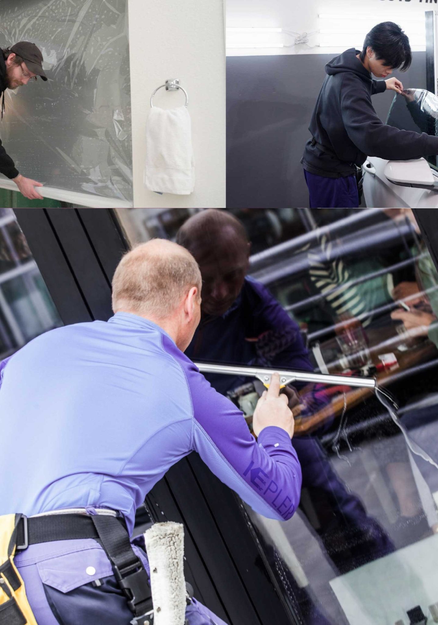 Kepler Professional Applying Anti-Graffiti Window Film to a Phelan Shop Front