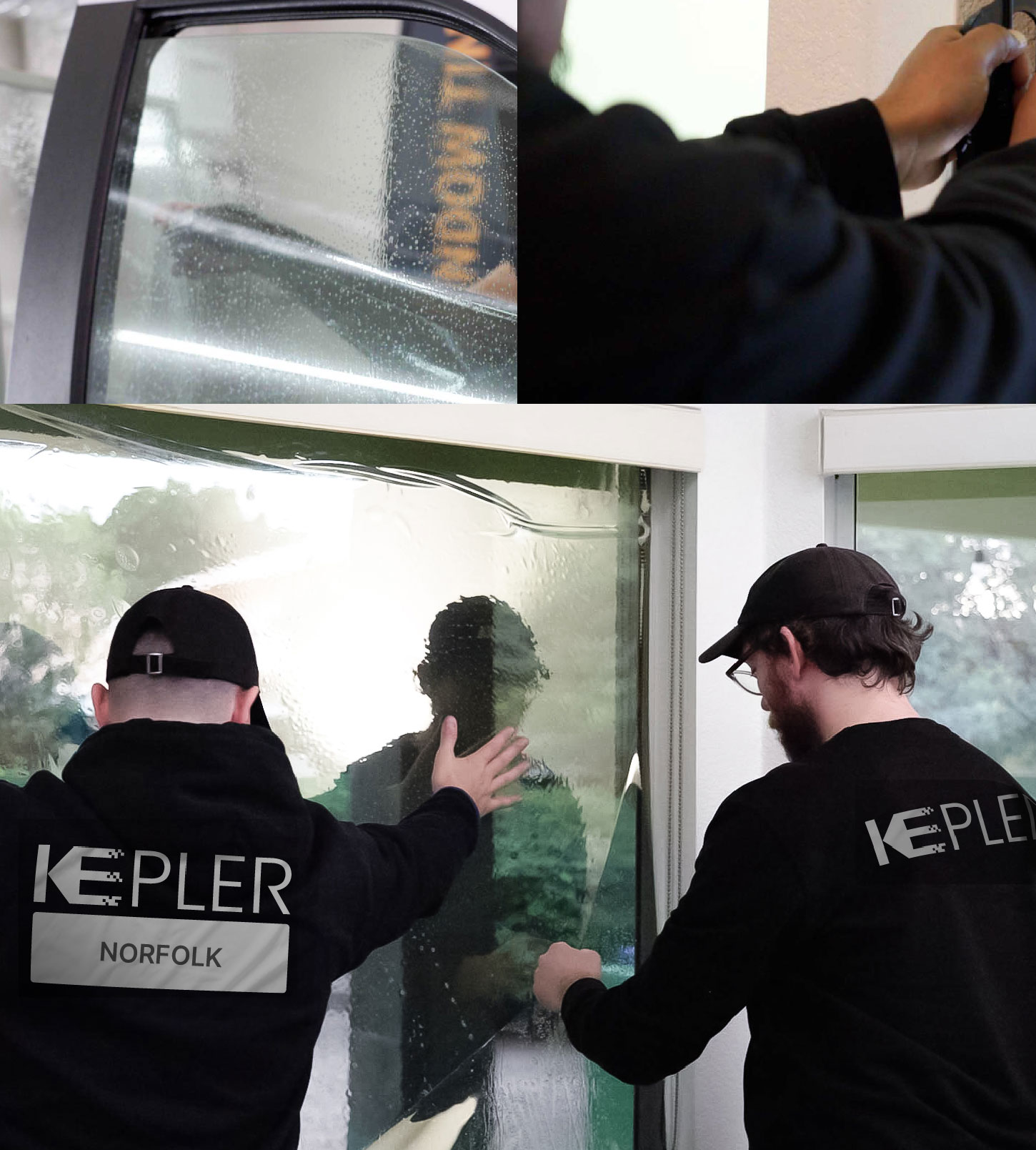 Kepler Technician Applying Advanced Window Tint to Home in Norfolk