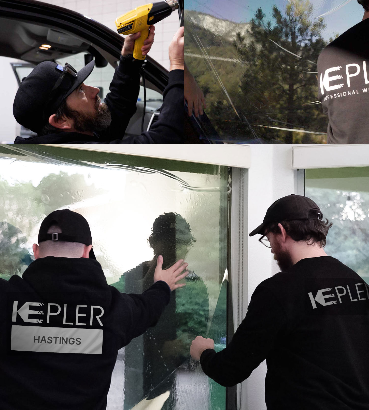Expert Technician Installing High-tech Window Tint to Home in Hastings