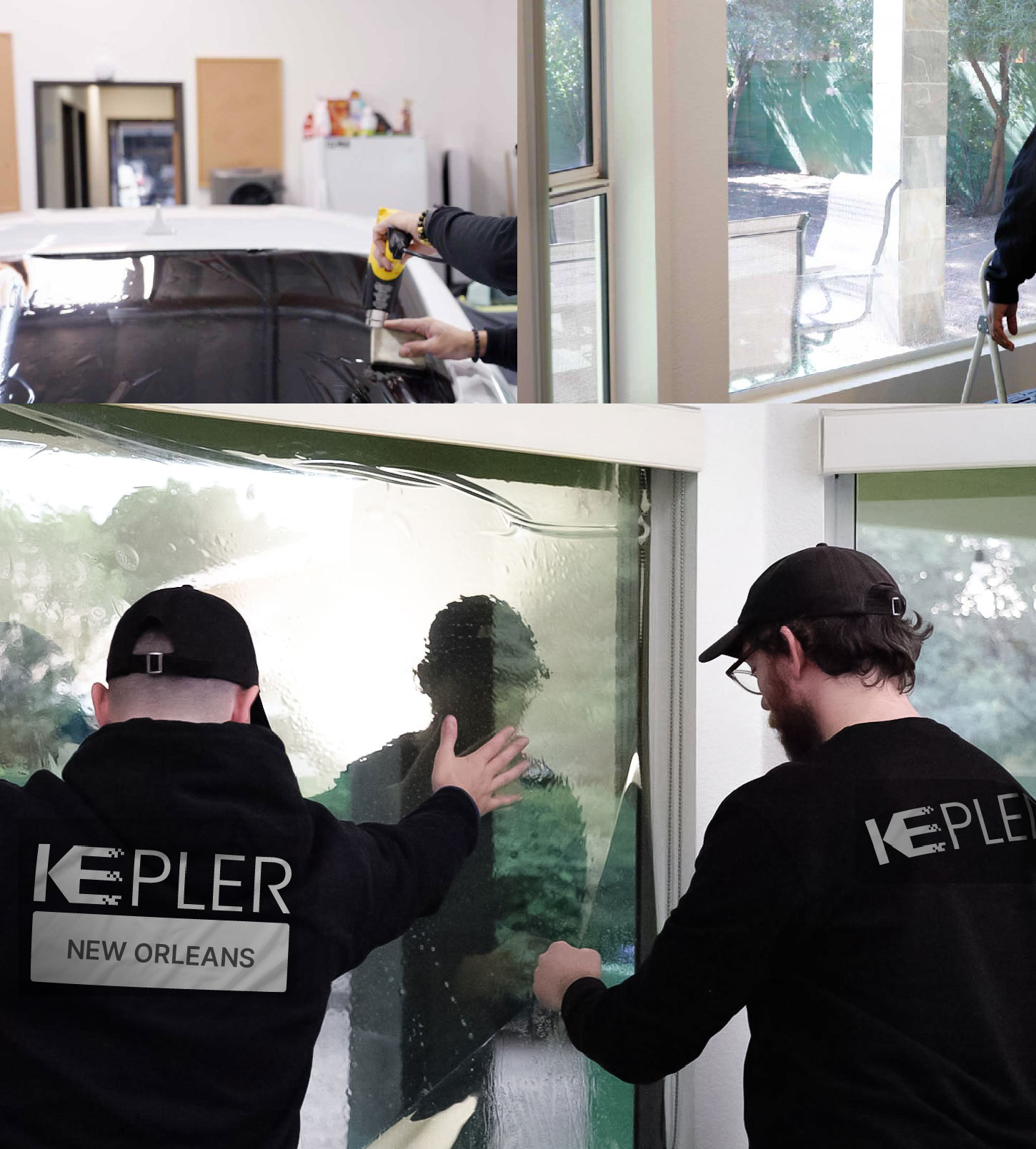 Expert Technician Installing Advanced Window Tint to Home in New Orleans