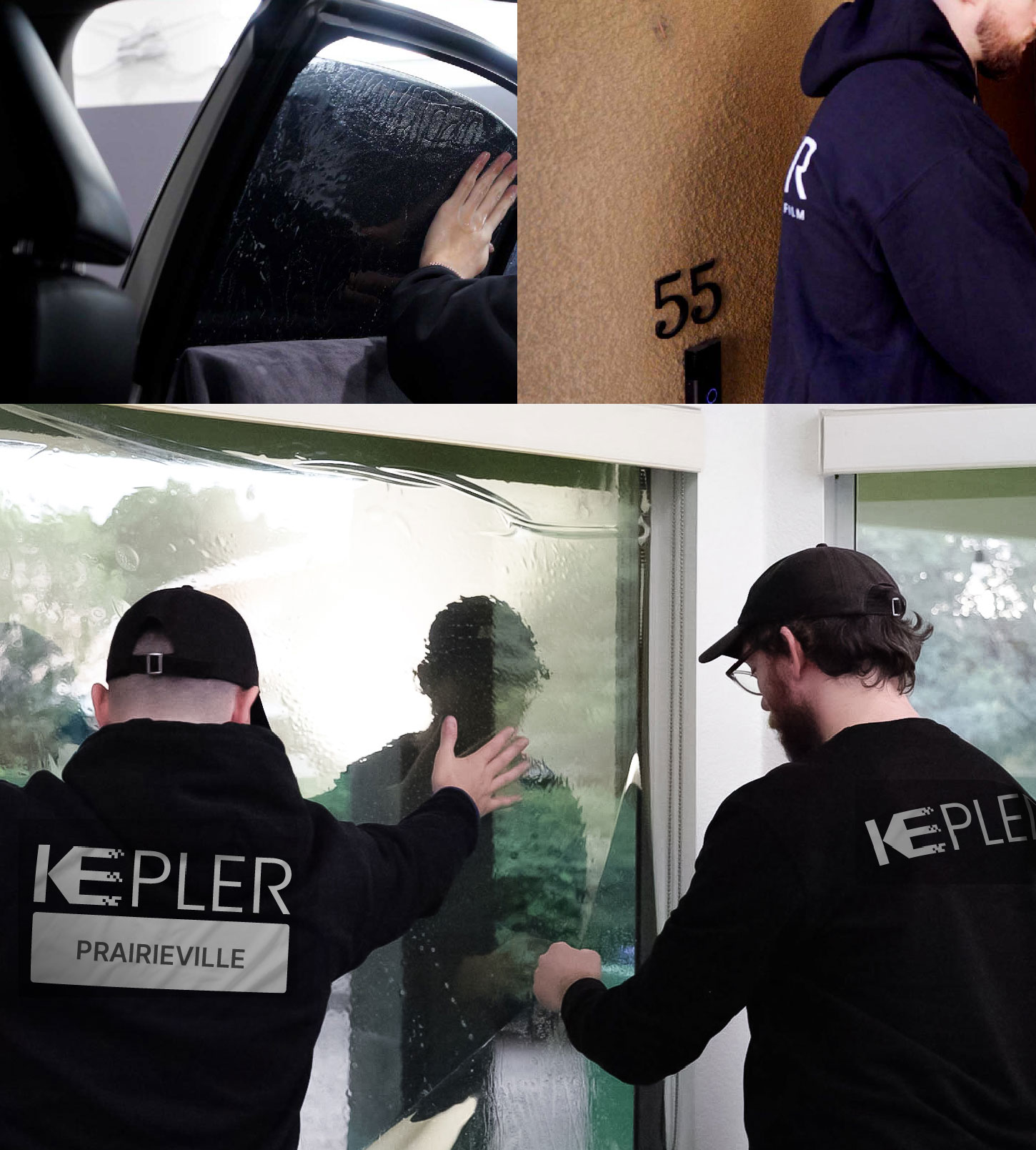 Expert Technician Installing Advanced Window Tint to Home in Prairieville