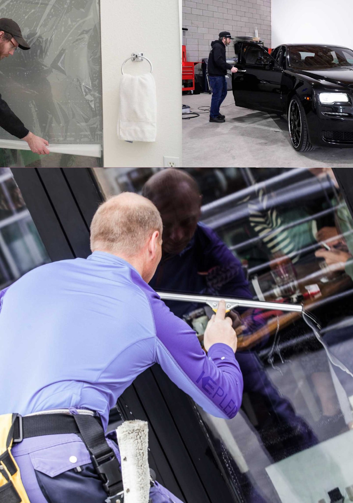 Kepler Expert Applying Anti-Graffiti Window Film to a Lake Forest Shop Front