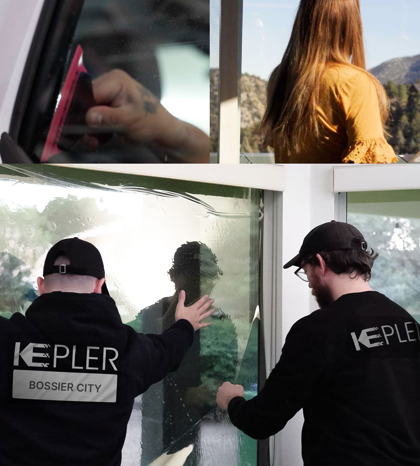 Expert Technician Applying Ceramic Window Tint to Home in Bossier City