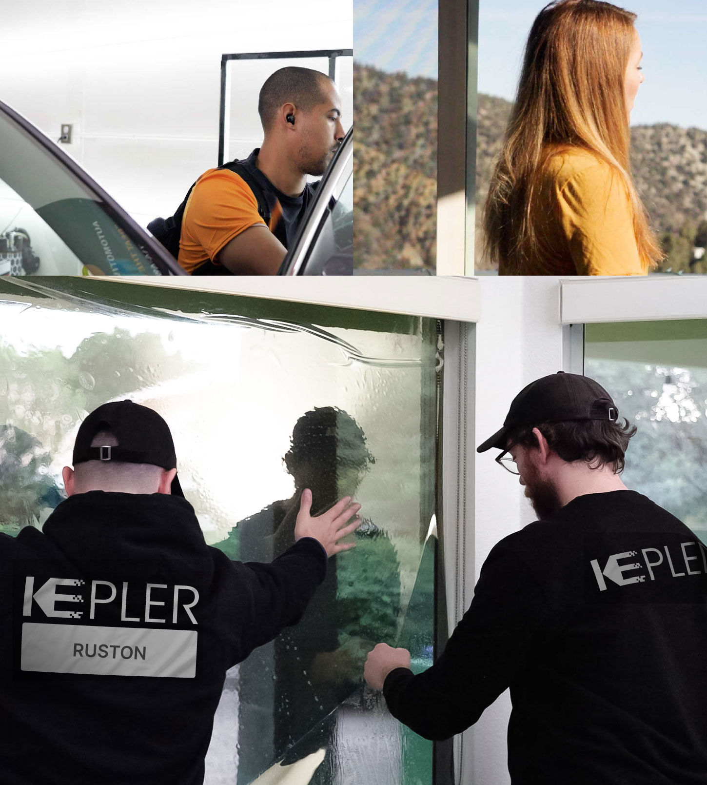 Expert Technician Installing High-tech Window Tint to Home in Ruston