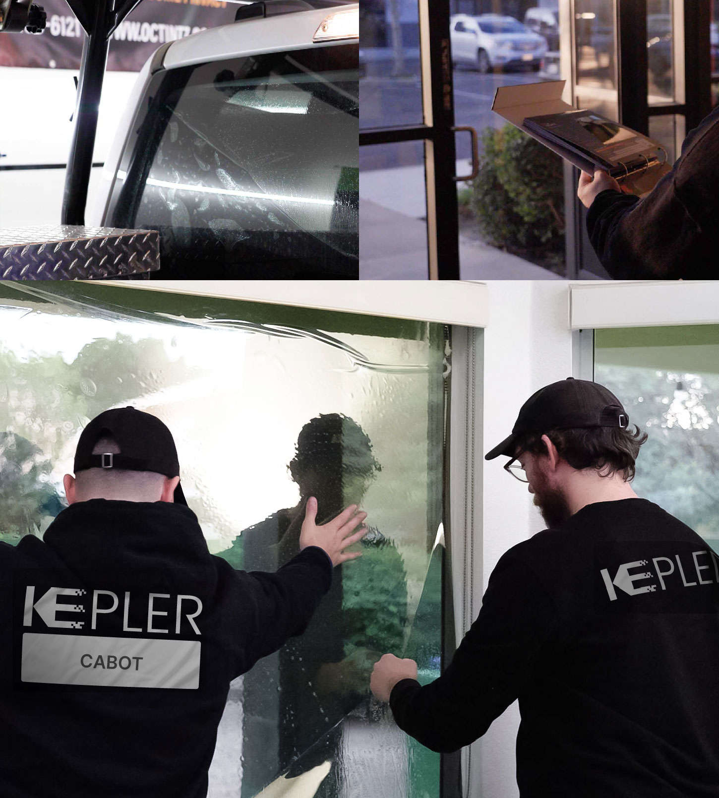 Expert Technician Installing High-tech Window Tint to Home in Cabot