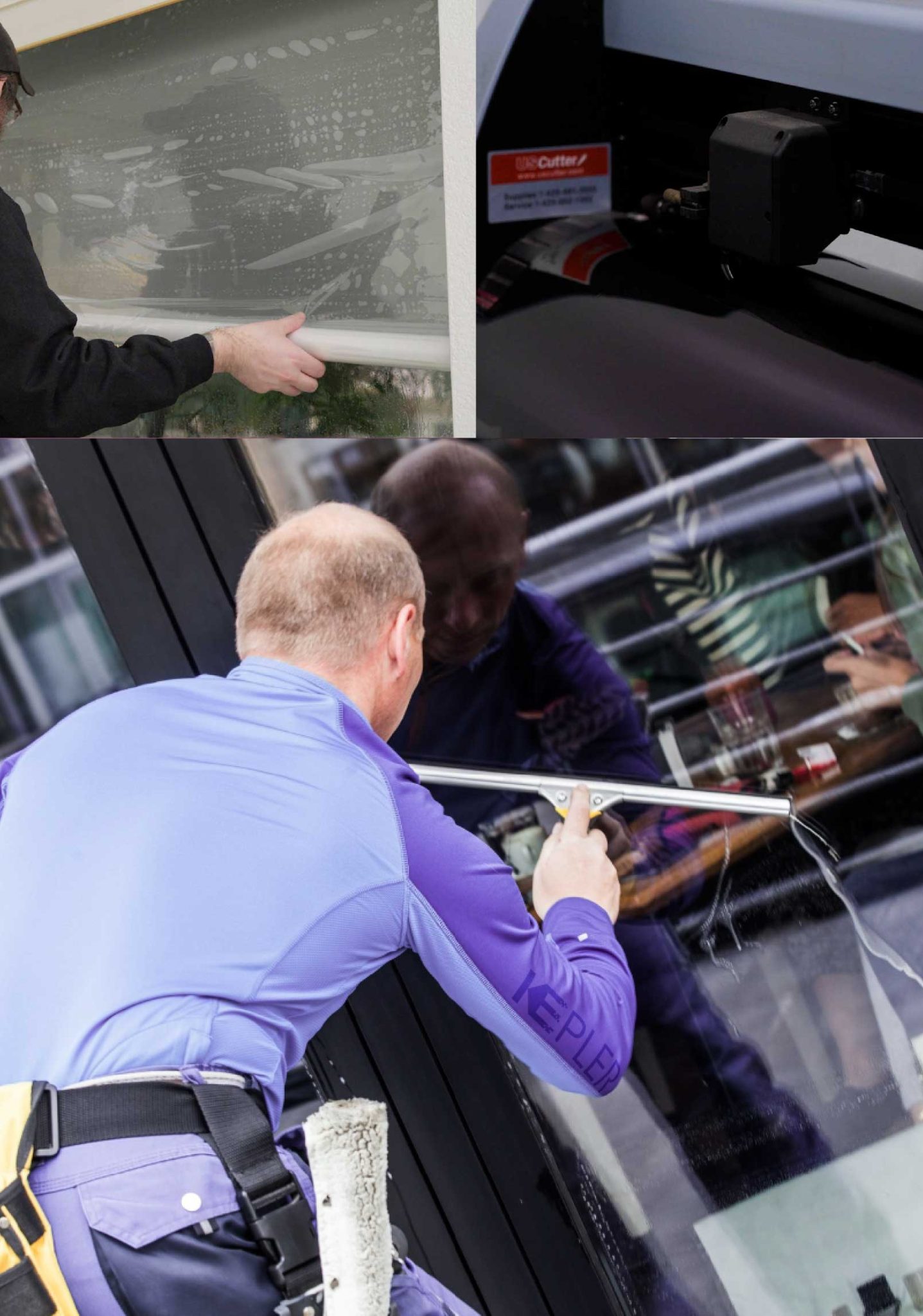 Kepler Skilled Applying Anti-Graffiti Window Film to a Mission Viejo Shop Front