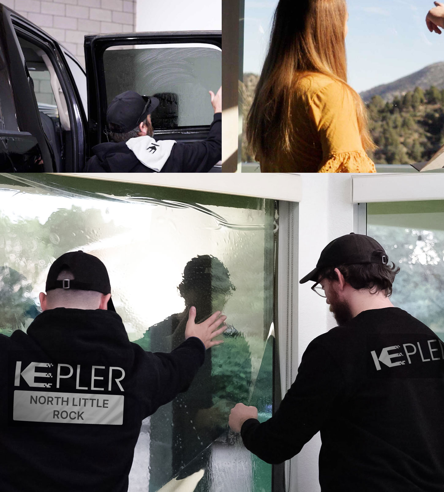 Kepler Technician Installing Ceramic Window Tint to Home in North Little Rock