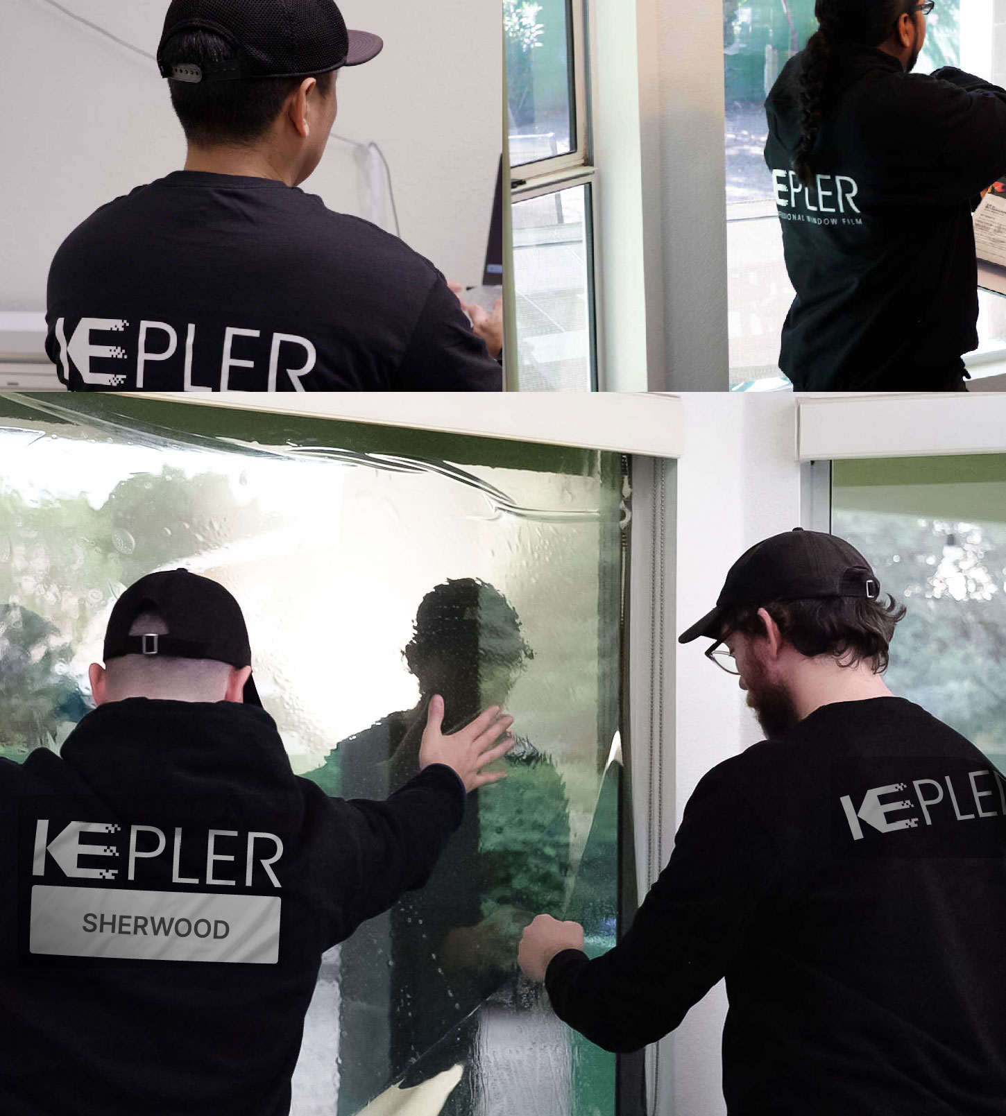 Expert Technician Applying Ceramic Window Tint to Home in Sherwood