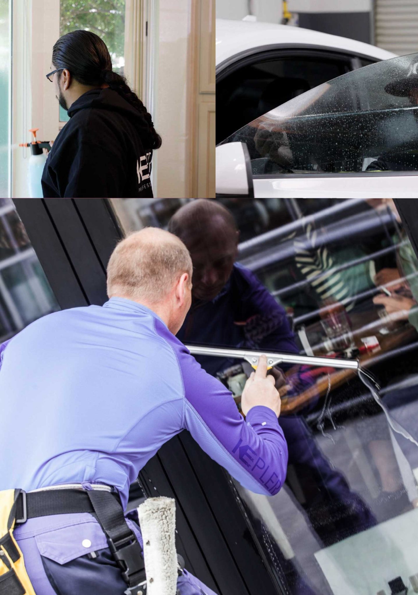 Kepler Skilled Applying Anti-Graffiti Window Film to a Tustin Shop Front