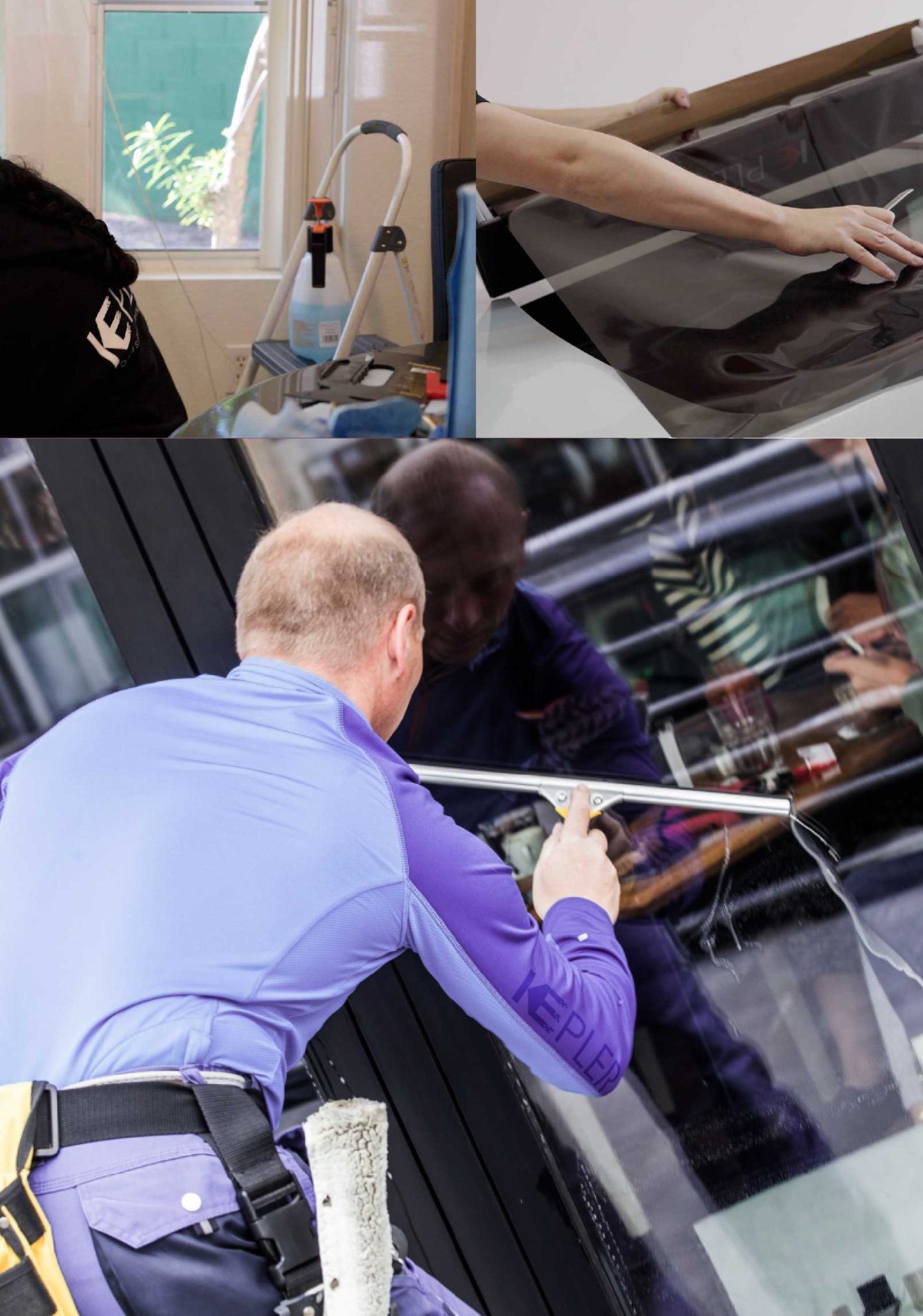Kepler Skilled Applying Anti-Graffiti Window Film to a Garden Grove Shop Front