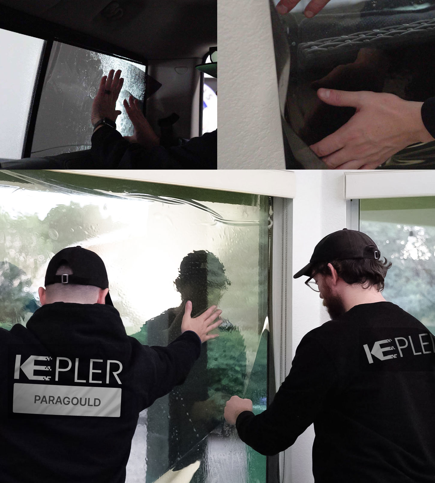 Expert Technician Applying High-tech Window Tint to Home in Paragould
