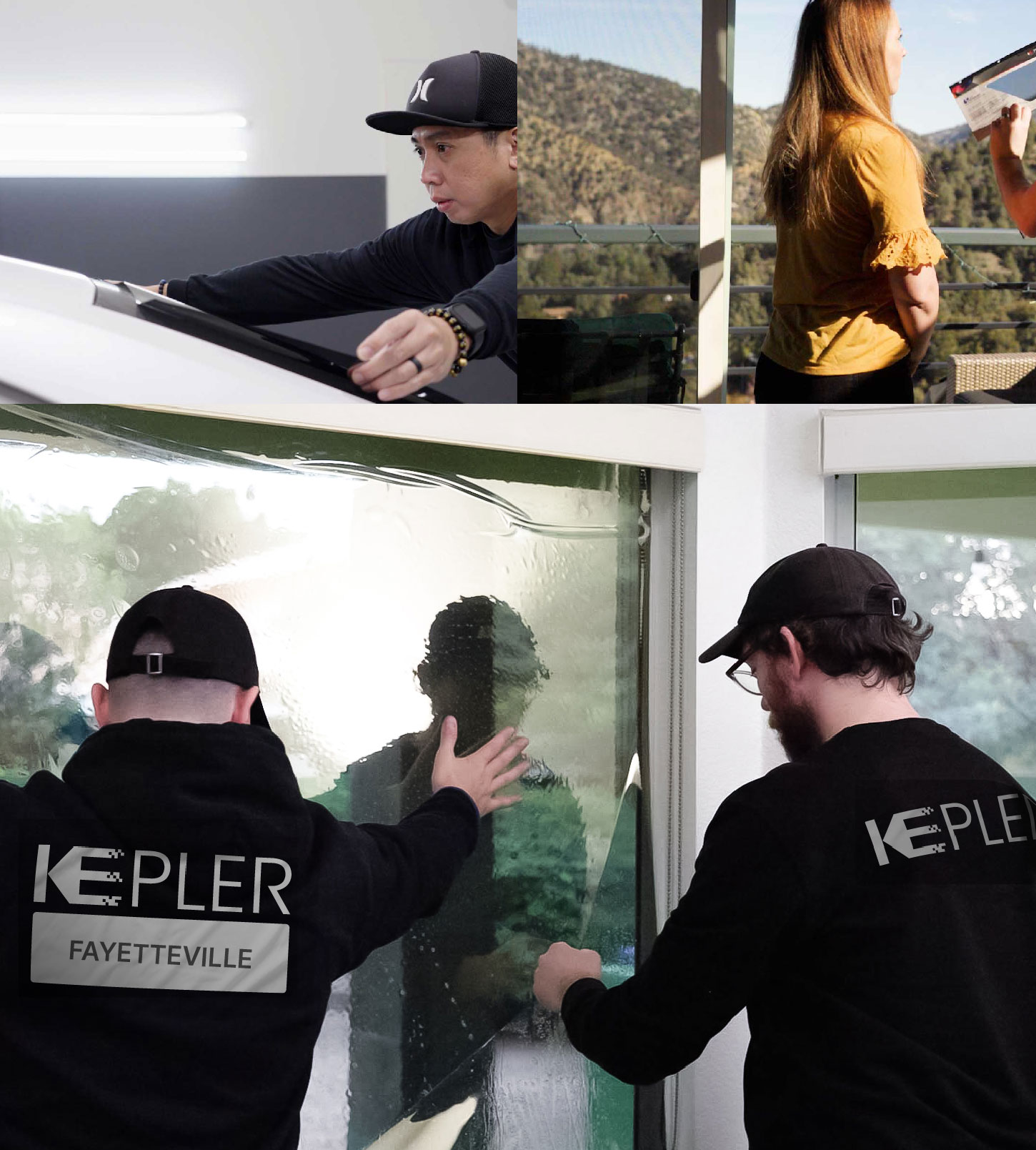 Kepler Technician Installing High-tech Window Tint to Home in Fayetteville