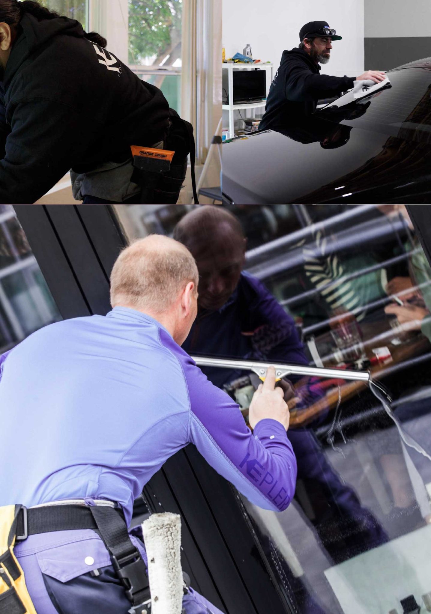 Kepler Skilled Applying Anti-Graffiti Window Film to a Yorba Linda Shop Front