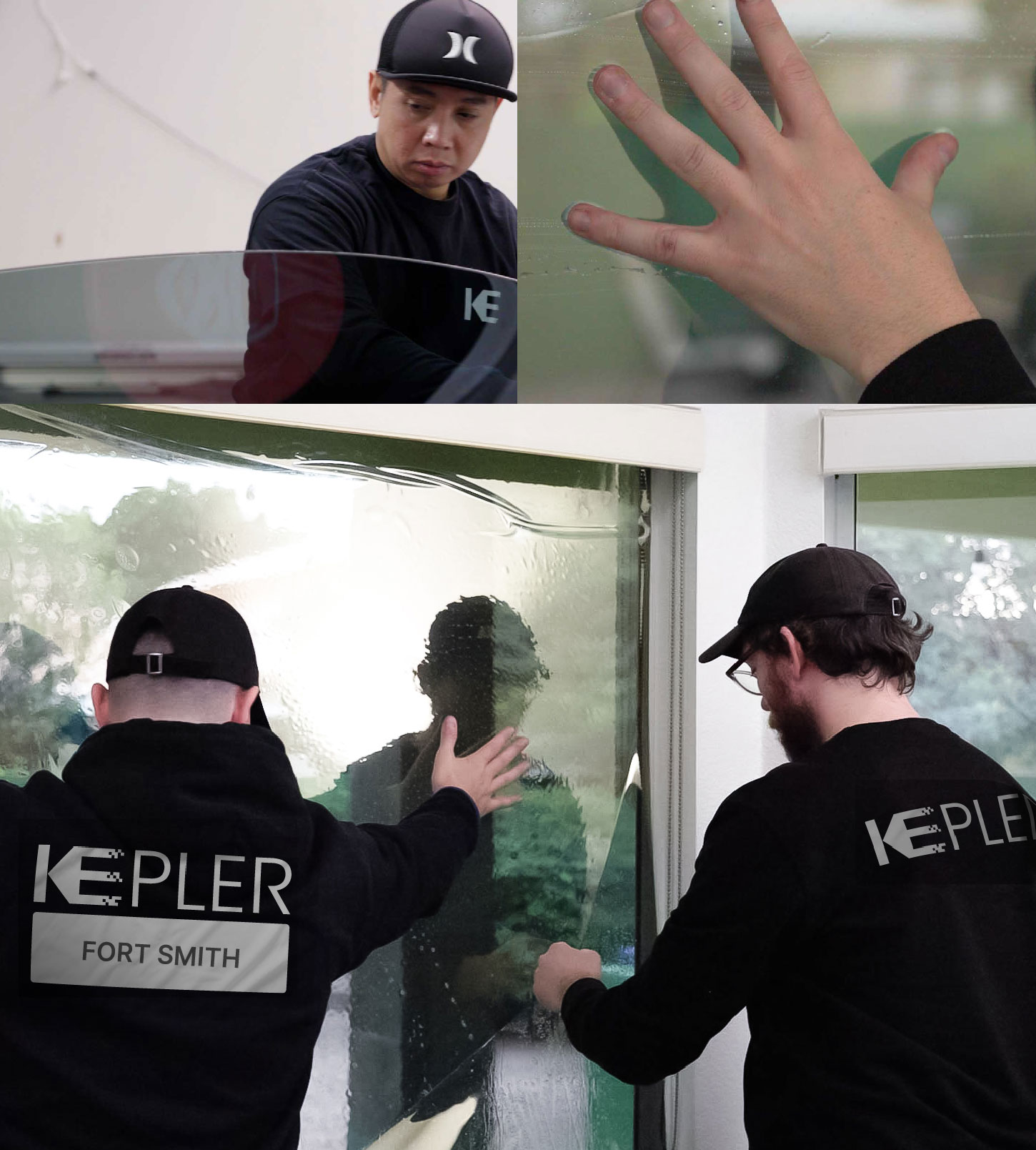 Expert Technician Installing High-tech Window Tint to Home in Fort Smith