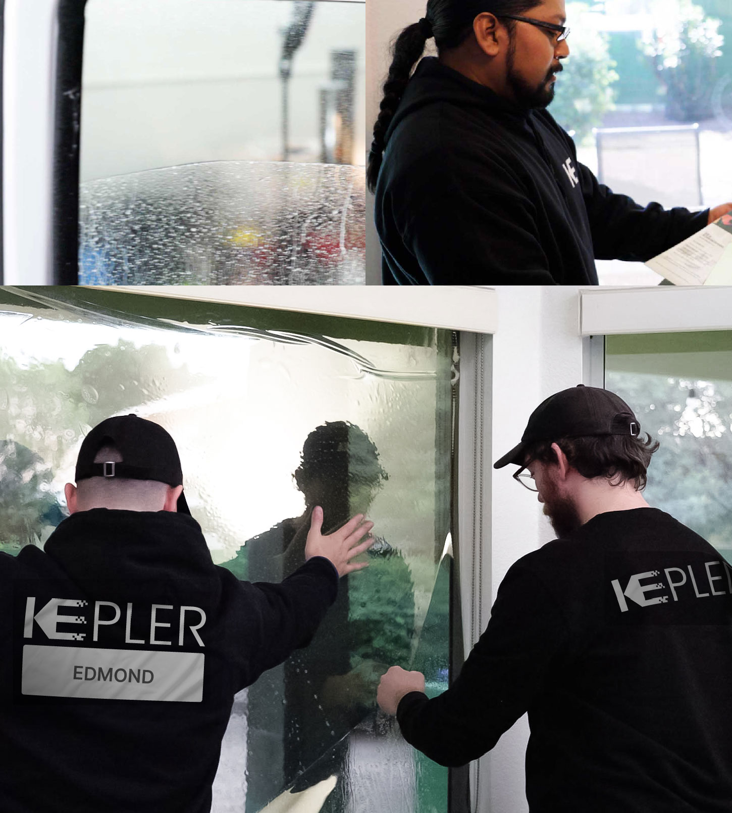 Expert Technician Installing High-tech Window Tint to Home in Edmond