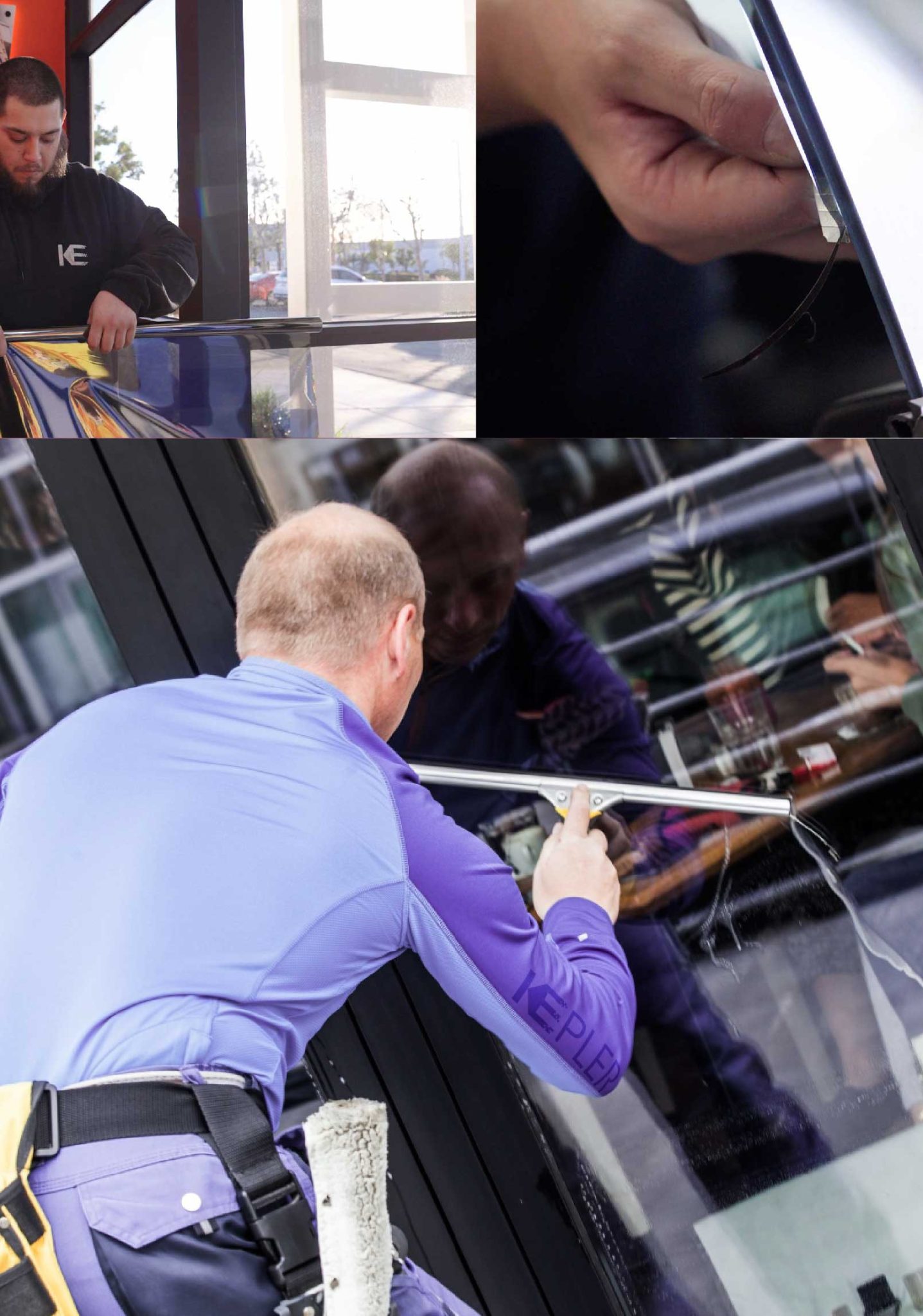 Kepler Professional Applying Anti-Graffiti Window Film to a Simi Valley Shop Front