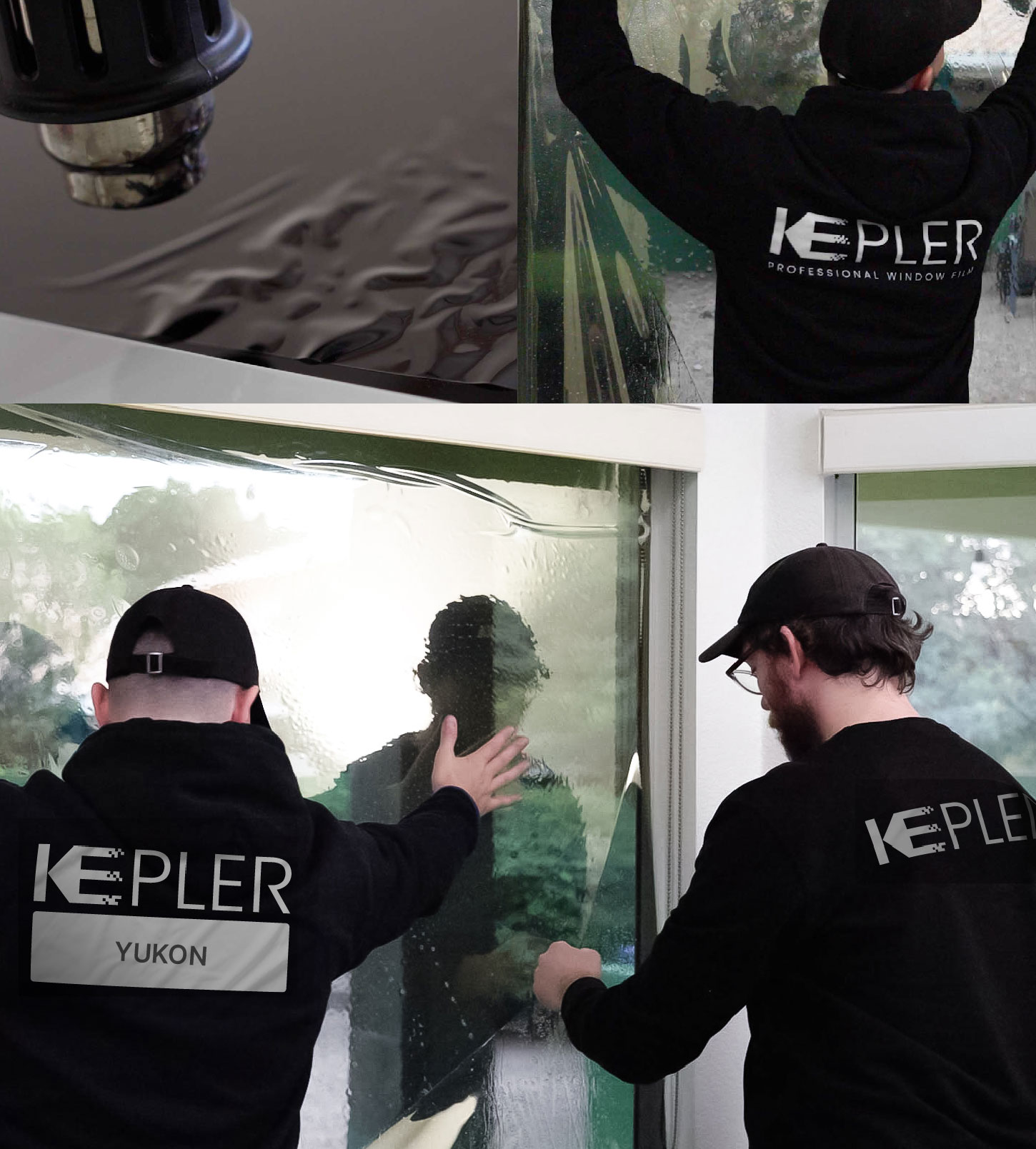 Kepler Technician Installing Ceramic Window Tint to Home in Yukon