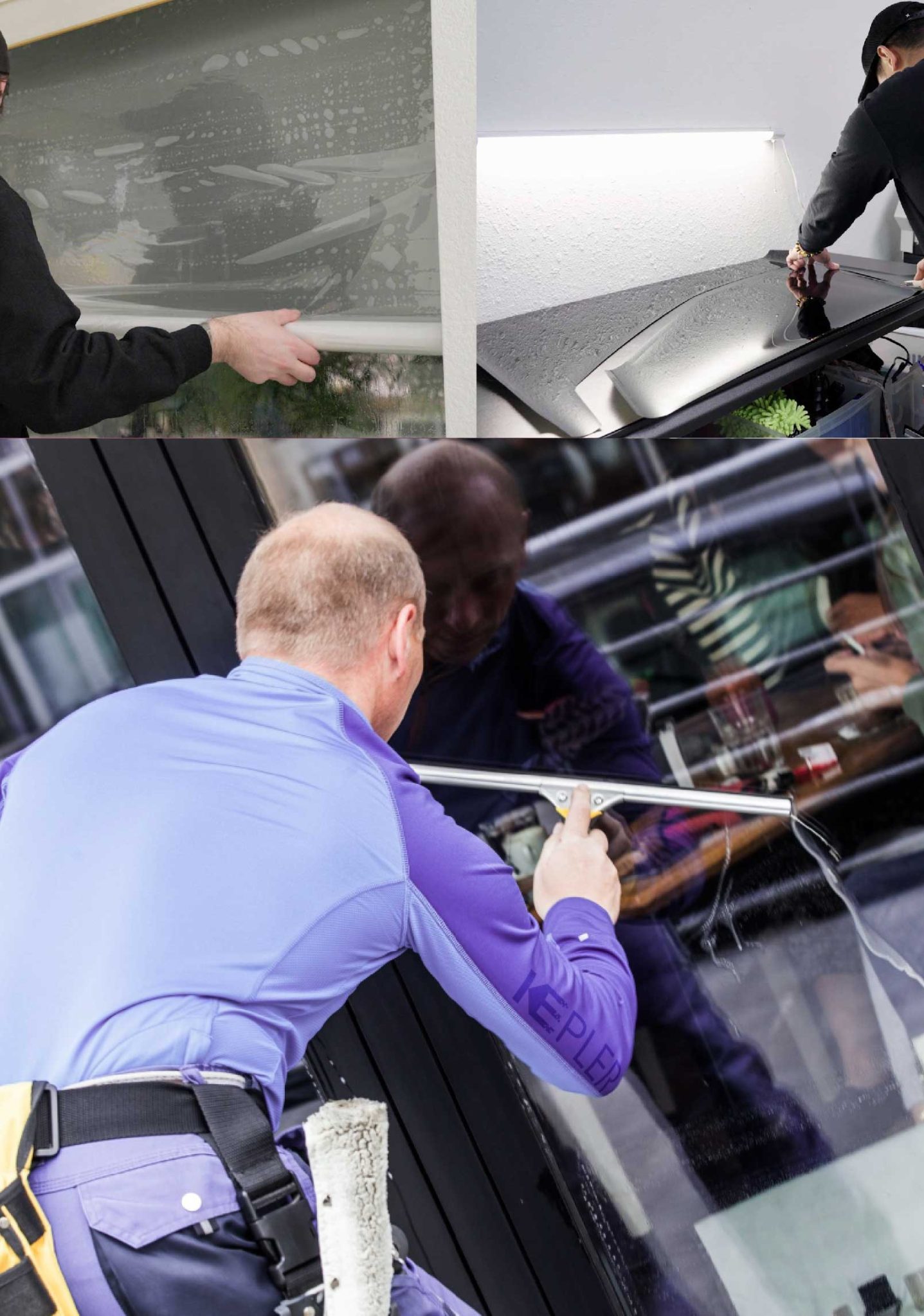Kepler Professional Applying Anti-Graffiti Window Film to a Arvin Shop Front