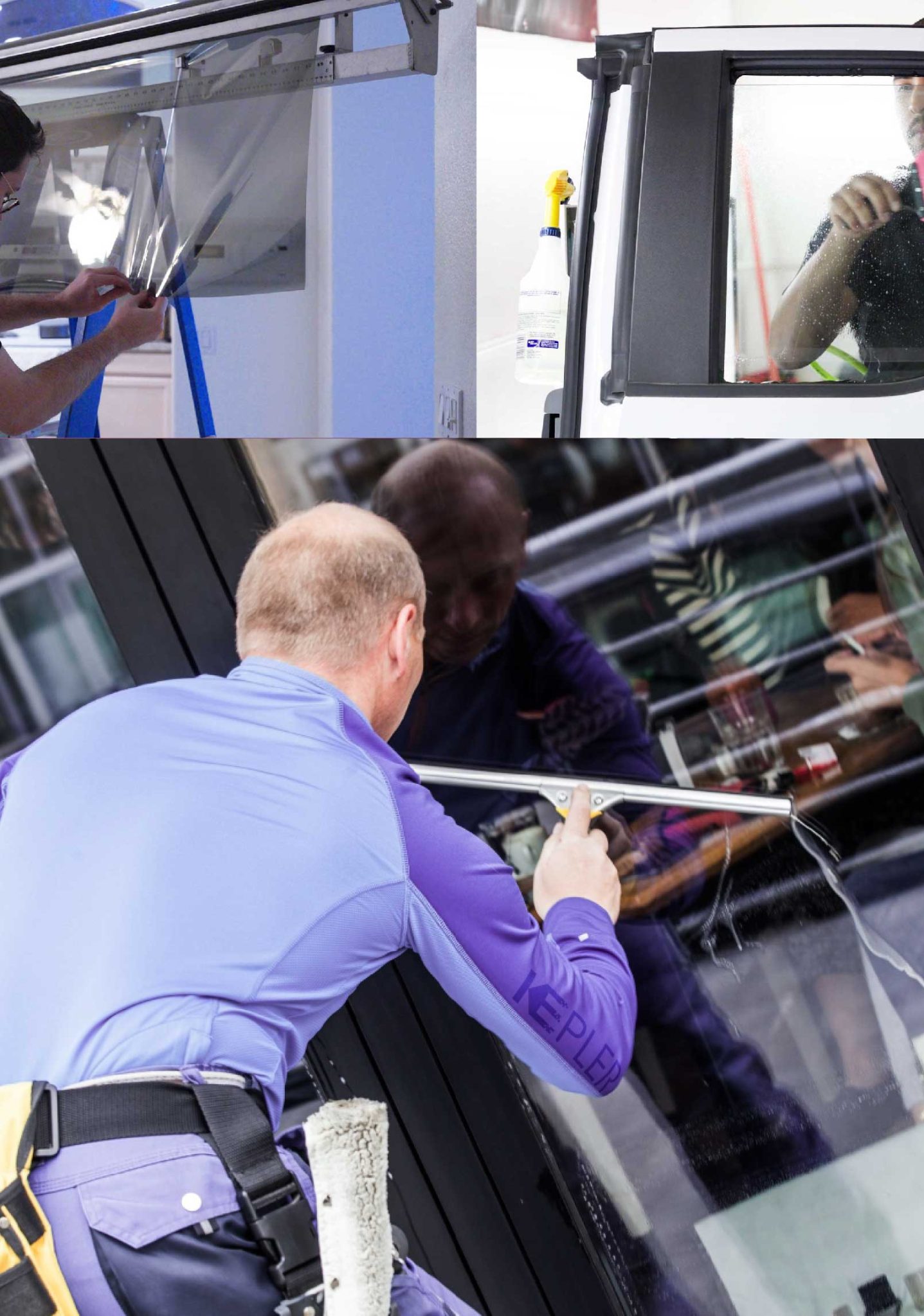 Kepler Professional Applying Anti-Graffiti Window Film to a Coalinga Shop Front