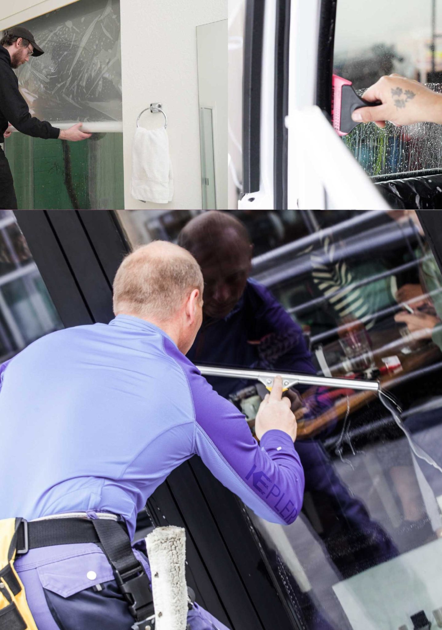 Kepler Professional Applying Anti-Graffiti Window Film to a Lamont Shop Front