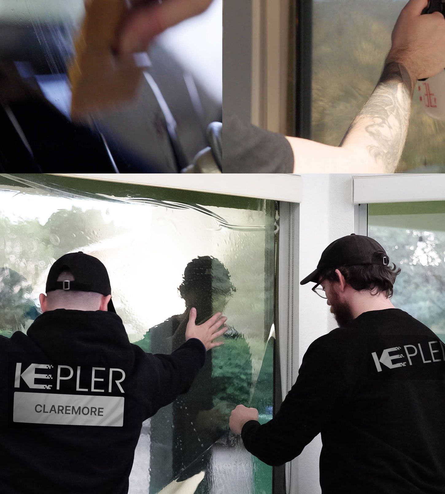Expert Technician Installing Ceramic Window Tint to Home in Claremore