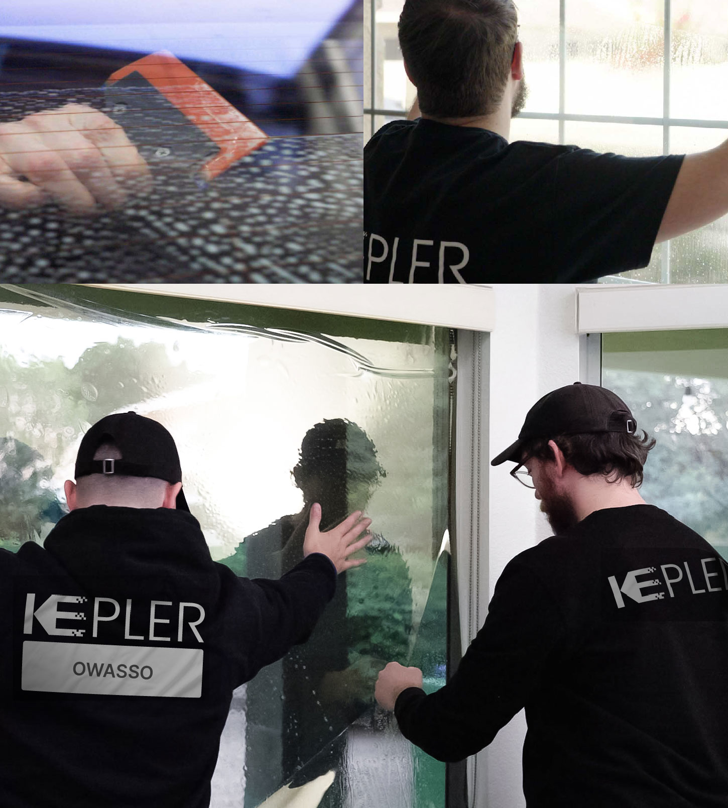 Expert Technician Applying Ceramic Window Tint to Home in Owasso