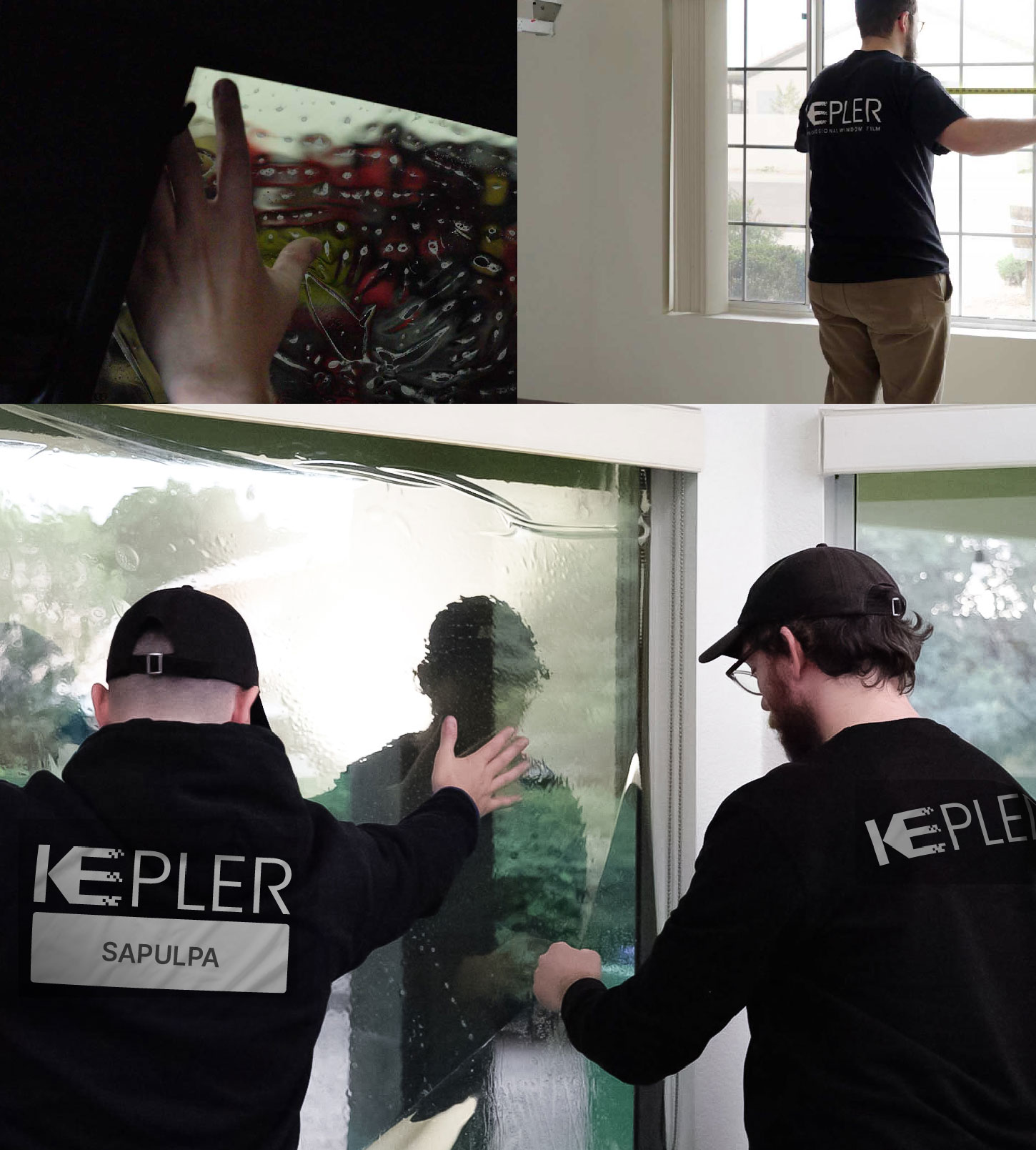 Expert Technician Applying Ceramic Window Tint to Home in Sapulpa