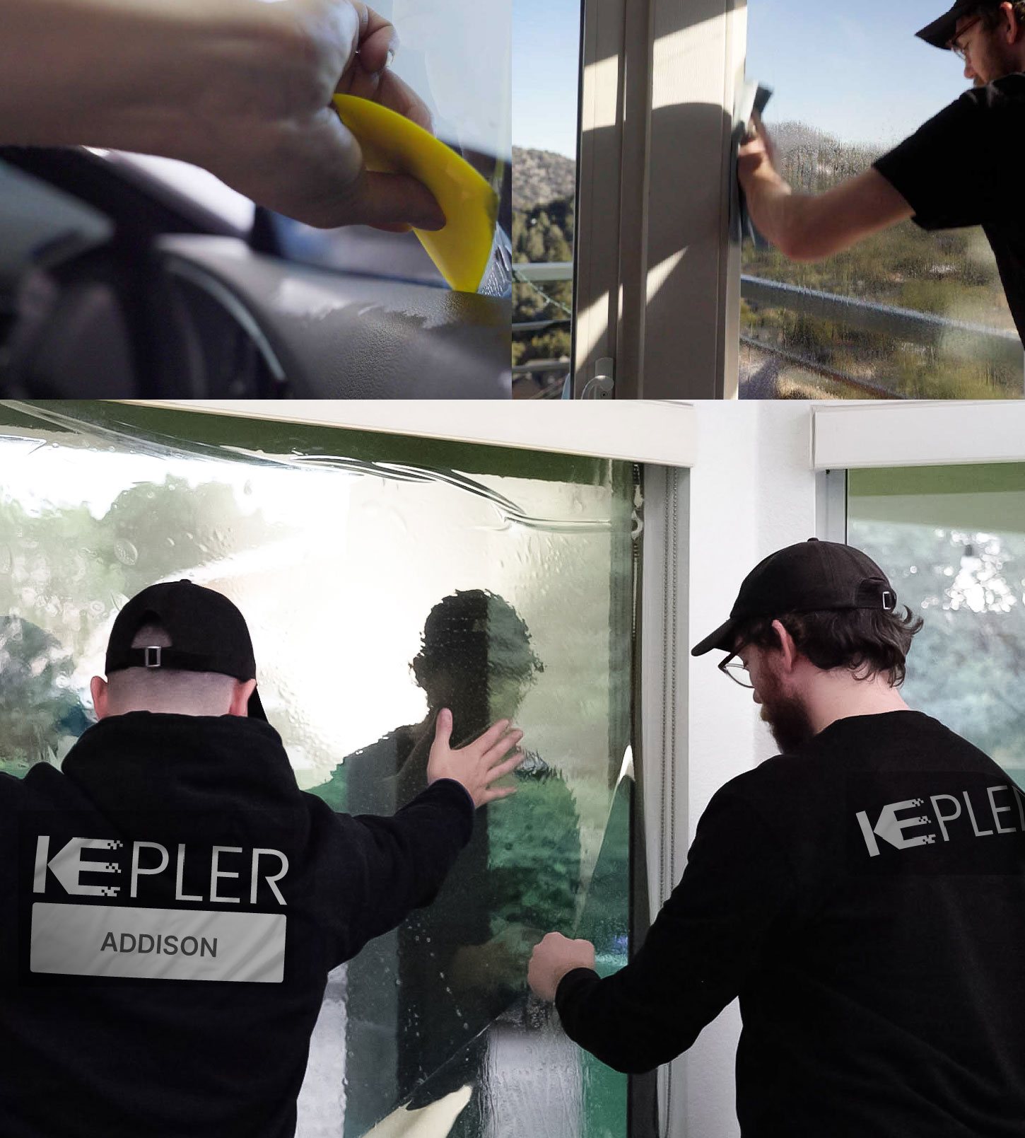 Kepler Technician Fitting Advanced Window Tint to Home in Addison